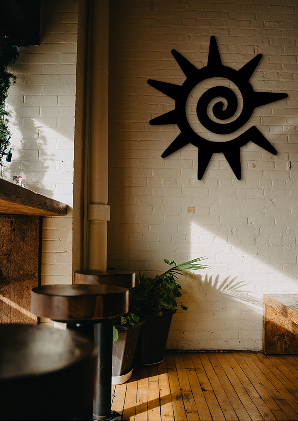 Tribal Sun Wood Wall Art, Geometric Decor