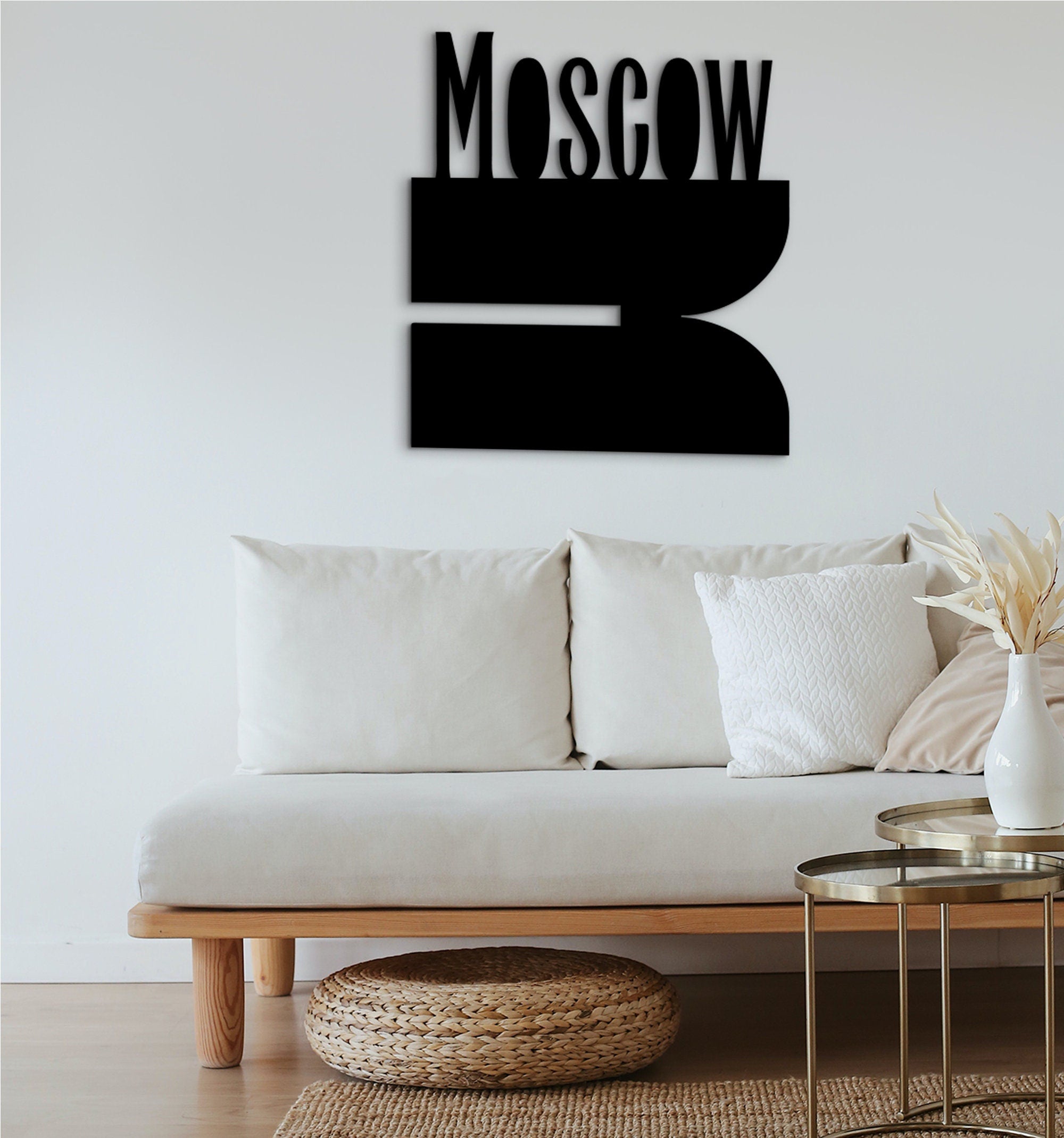 Moscow Wood City Map: Modern Office Wall Decor