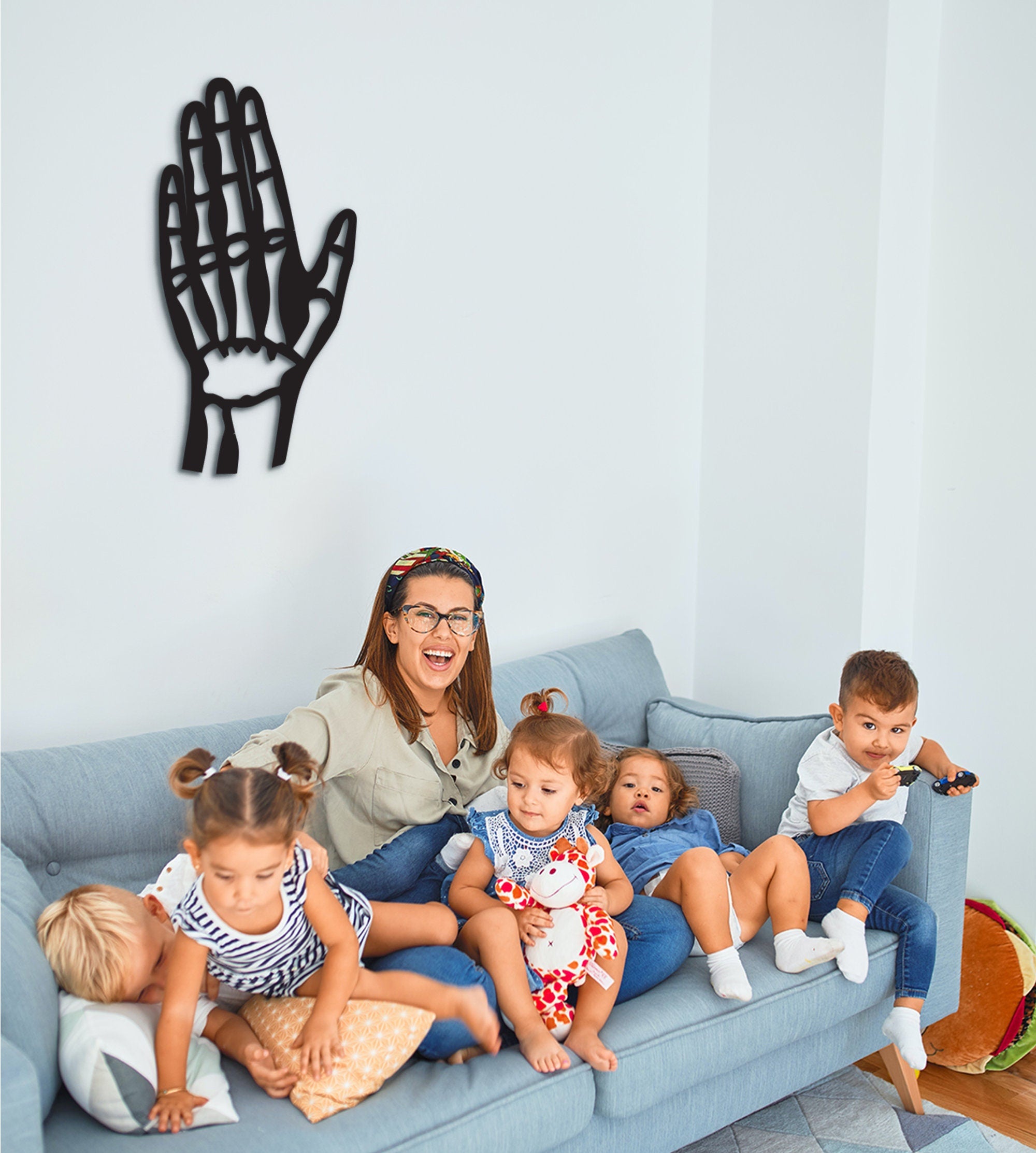 Hand and Fingers Wood Wall Art: Biology Anatomy Decor