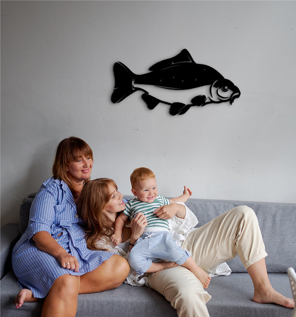 Carp Fish Wall Art: Geometric MDF Nautical Decor