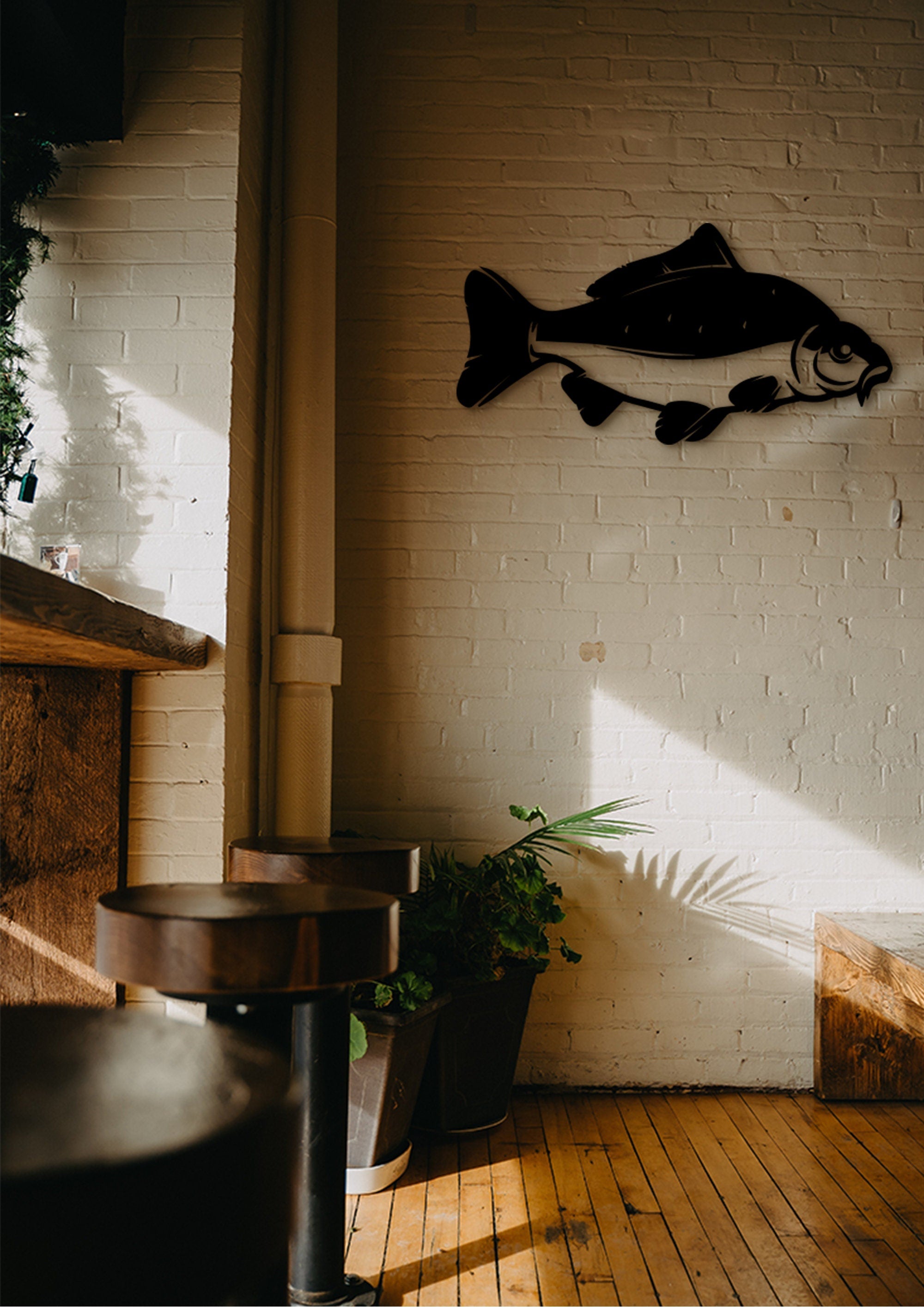 Carp Fish Wall Art: Geometric MDF Nautical Decor