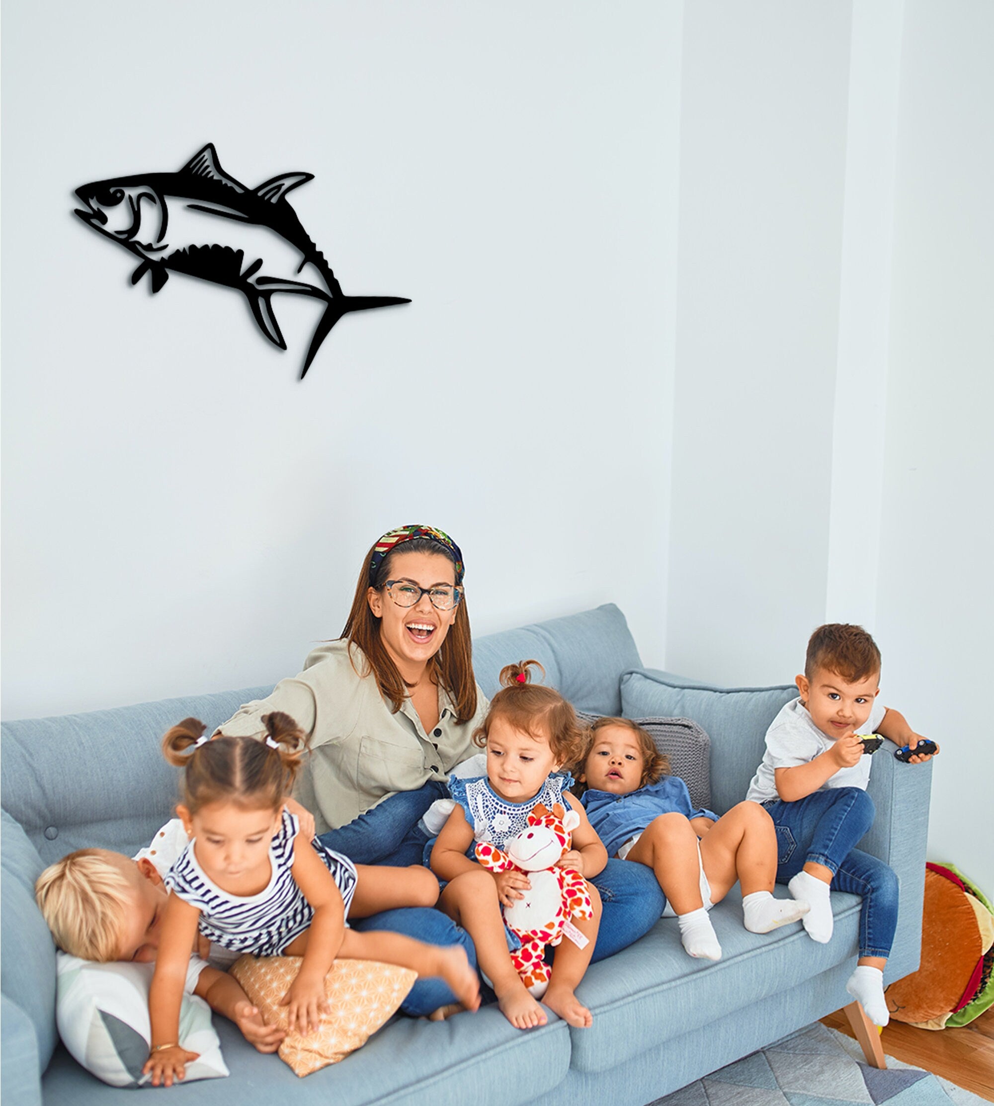 Carp Fish Wood Wall Art: Geometric Angler Gift