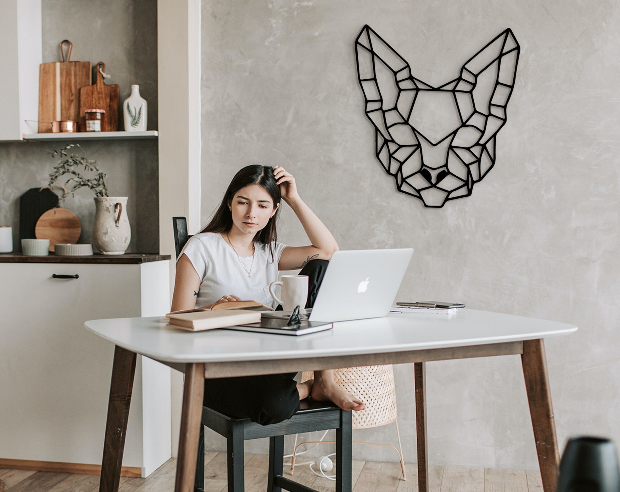 Personalized Sphynx Cat Wood Sign: Geometric Wall Art