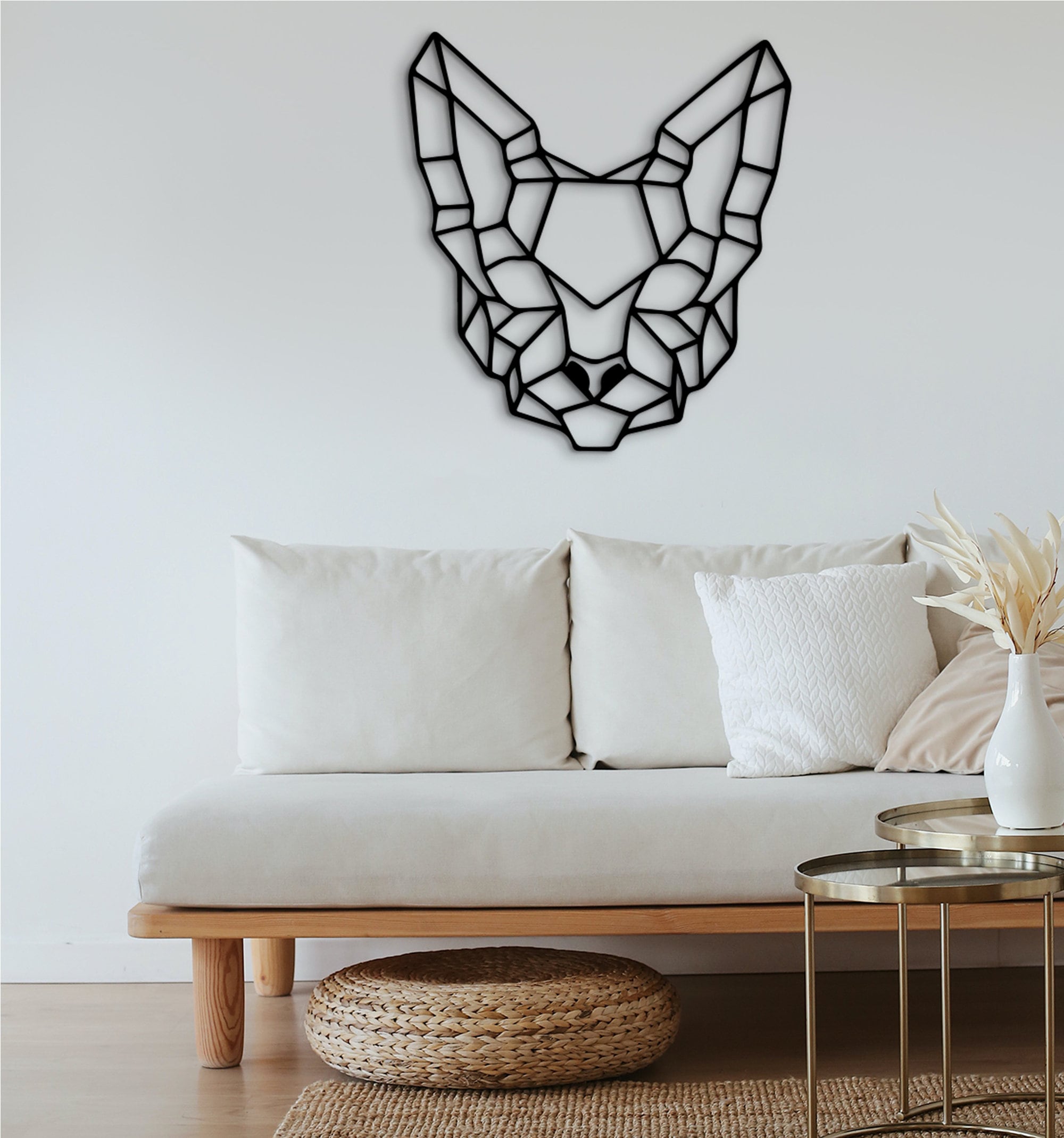 Personalized Sphynx Cat Wood Sign: Geometric Wall Art
