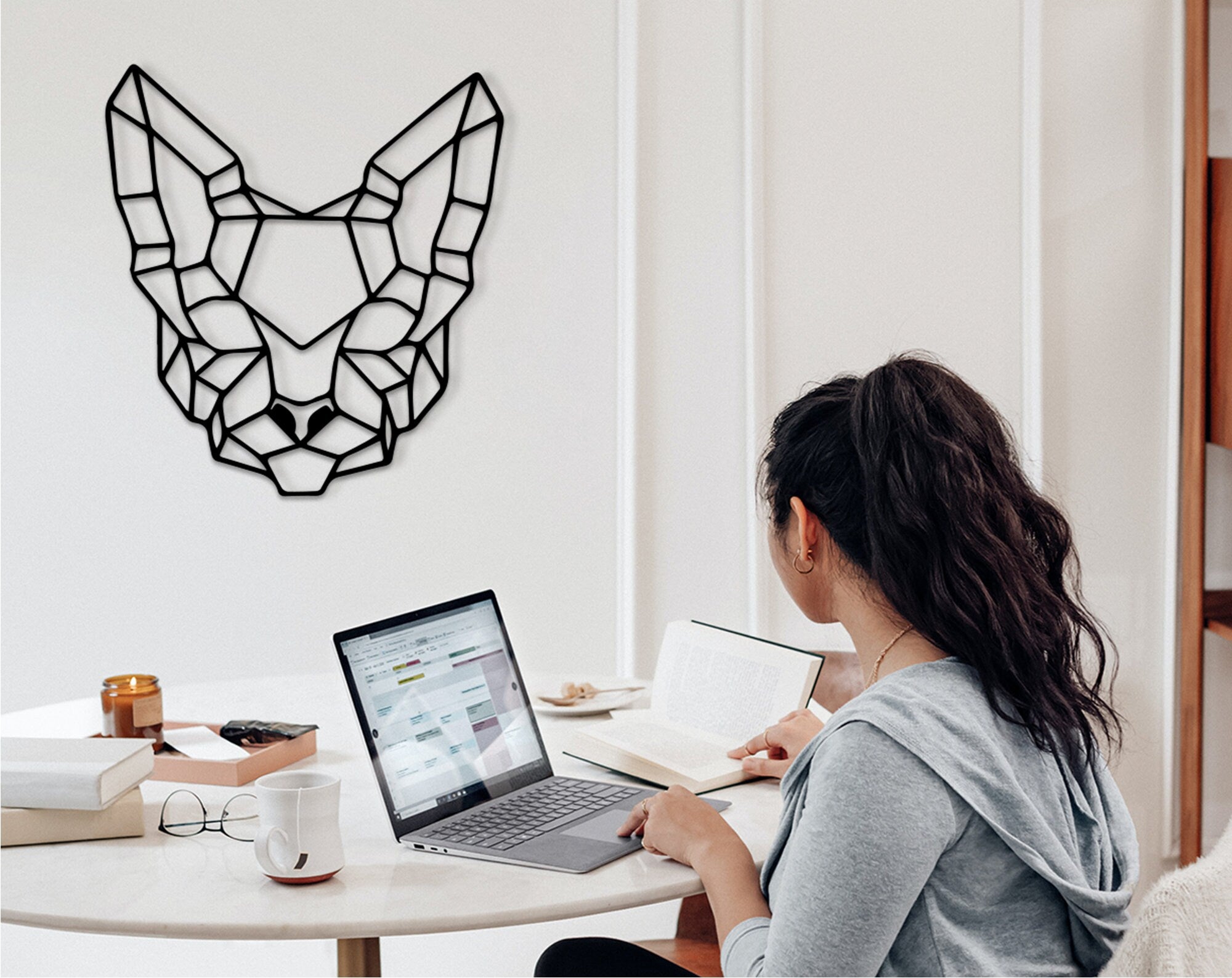 Personalized Sphynx Cat Wood Sign: Geometric Wall Art