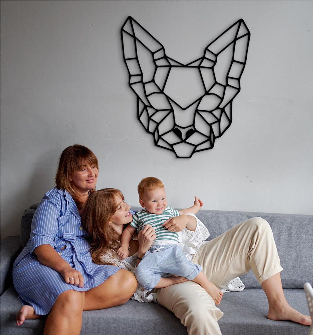 Personalized Sphynx Cat Wood Sign: Geometric Wall Art