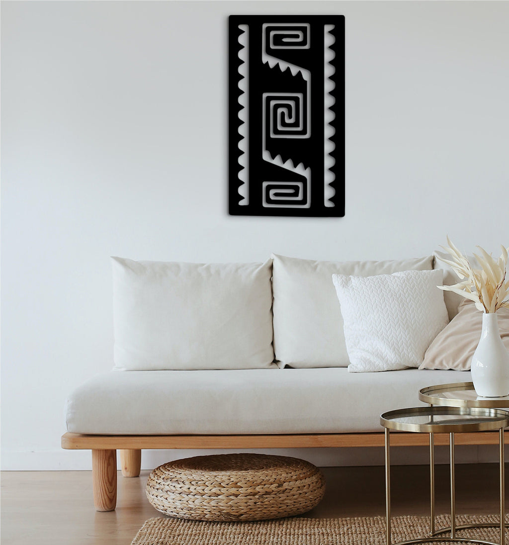 Aztec Tribal Wooden Wall Art: Boho Home Decor