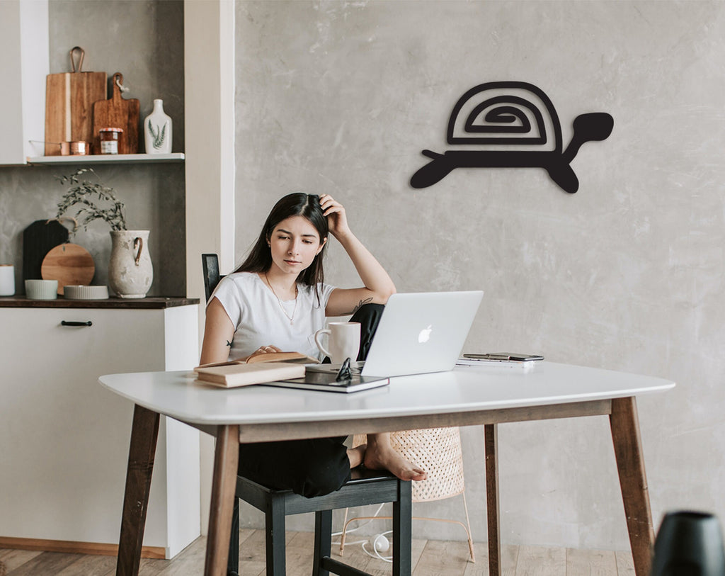 Geometric Turtle Wall Art: Wooden Maya Denkyem Adinkra Decor