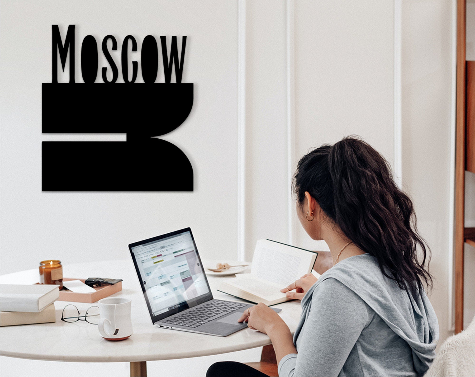 Moscow Wood City Map: Modern Office Wall Decor