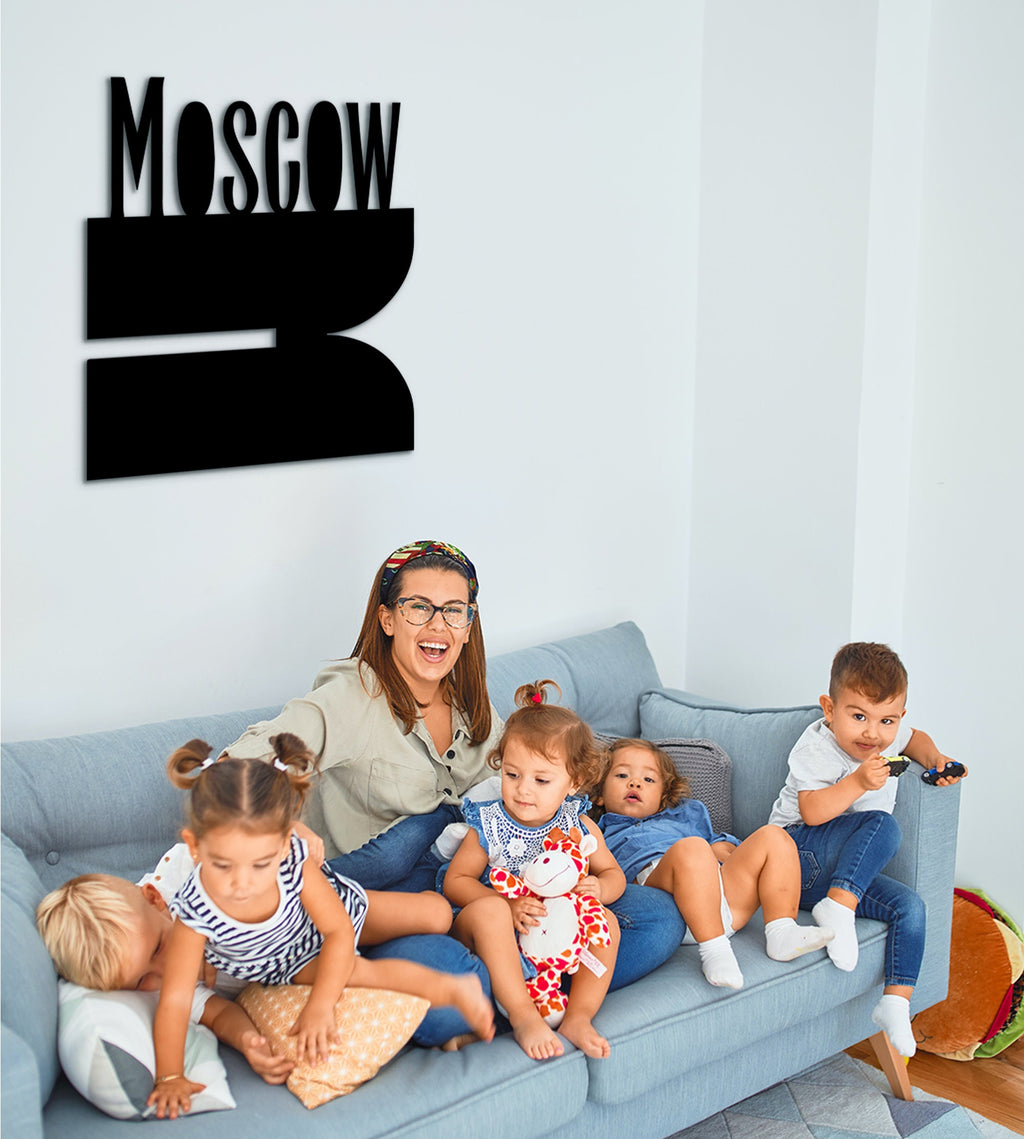Moscow Wood City Map: Modern Office Wall Decor