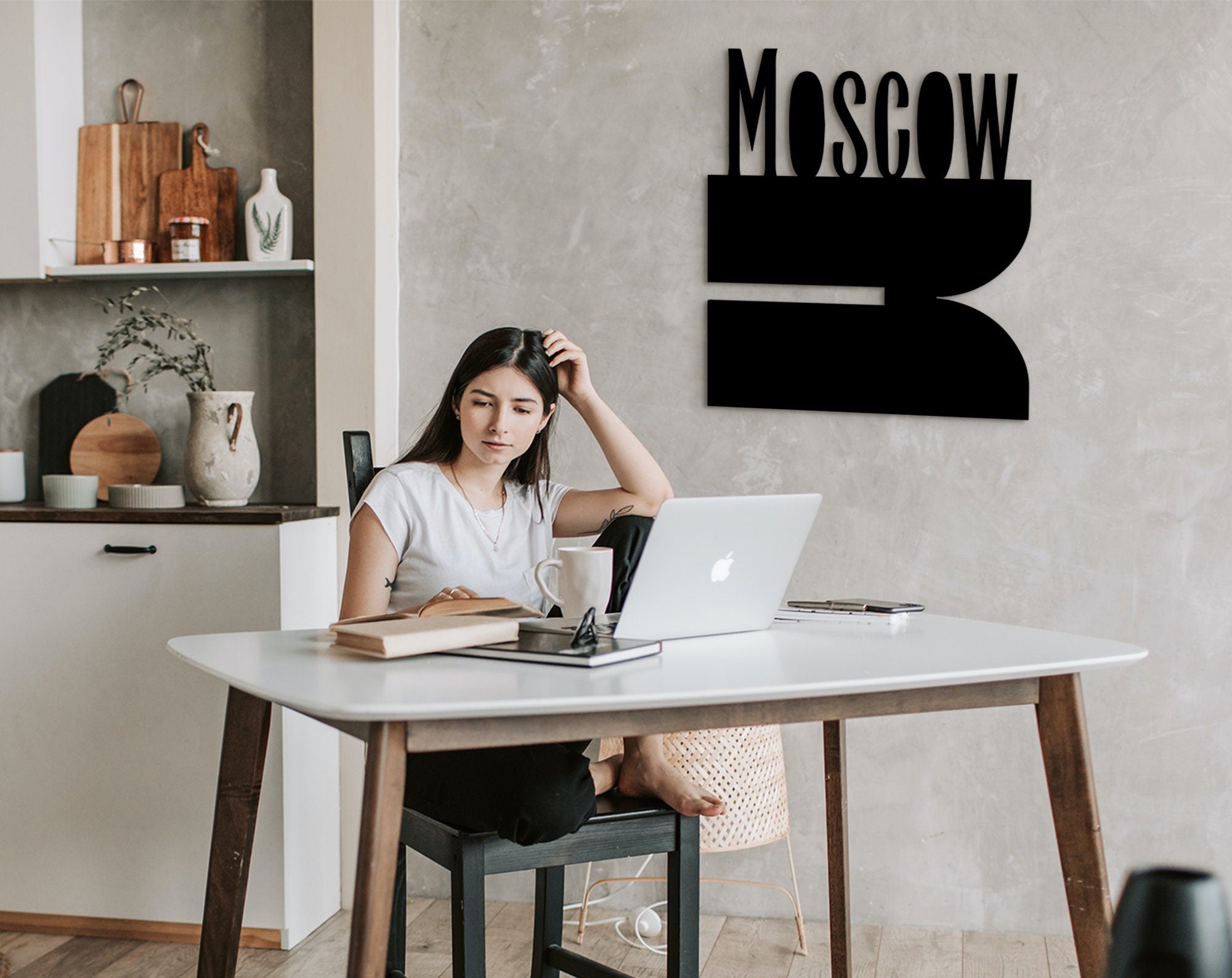 Moscow Wood City Map: Modern Office Wall Decor