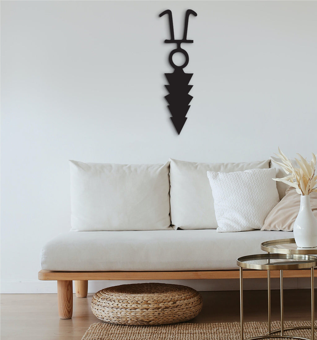 African Symbol Wood Wall Decor: Boho Office Art