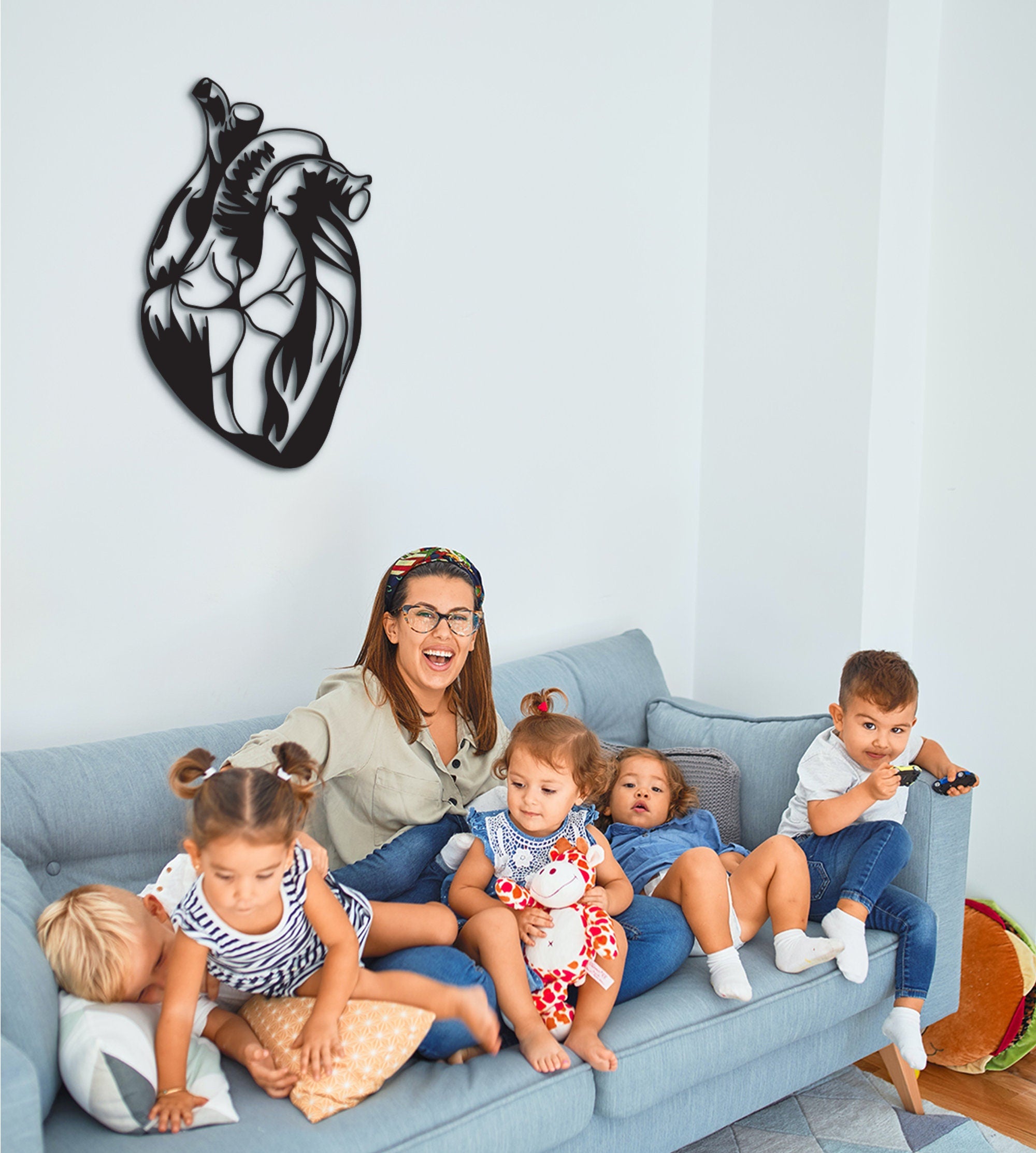 Geometric Anatomical Heart Wall Decor: Medical Office Art