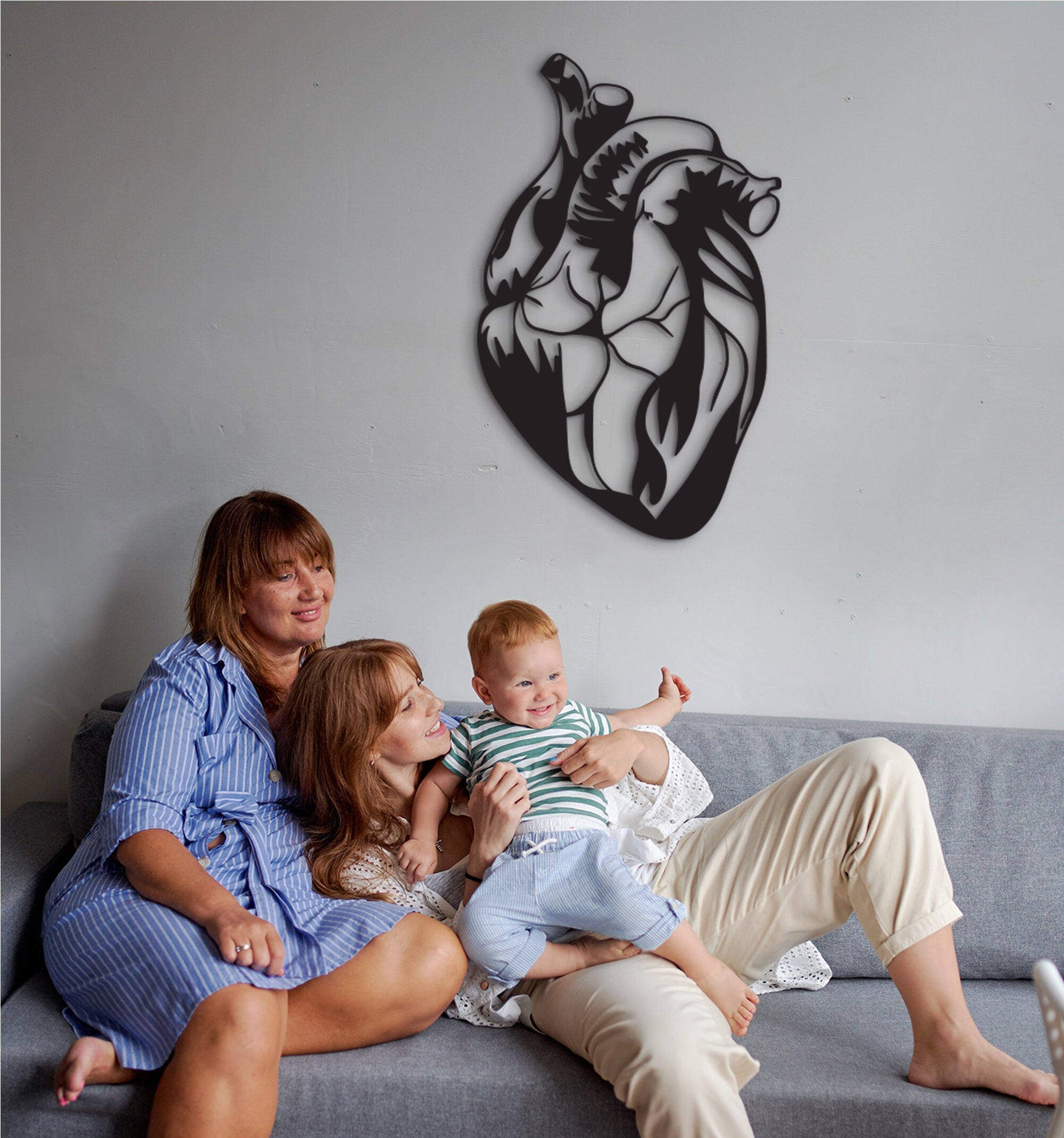 Geometric Anatomical Heart Wall Decor: Medical Office Art