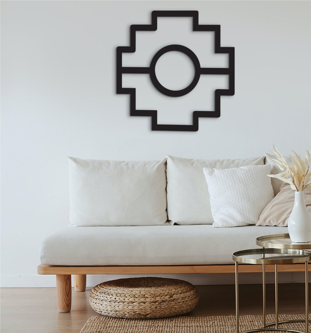 Chakana Wood Wall Art: Geometric Yoga Decor