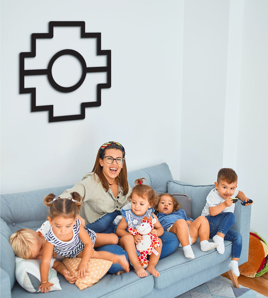 Chakana Wood Wall Art: Geometric Yoga Decor