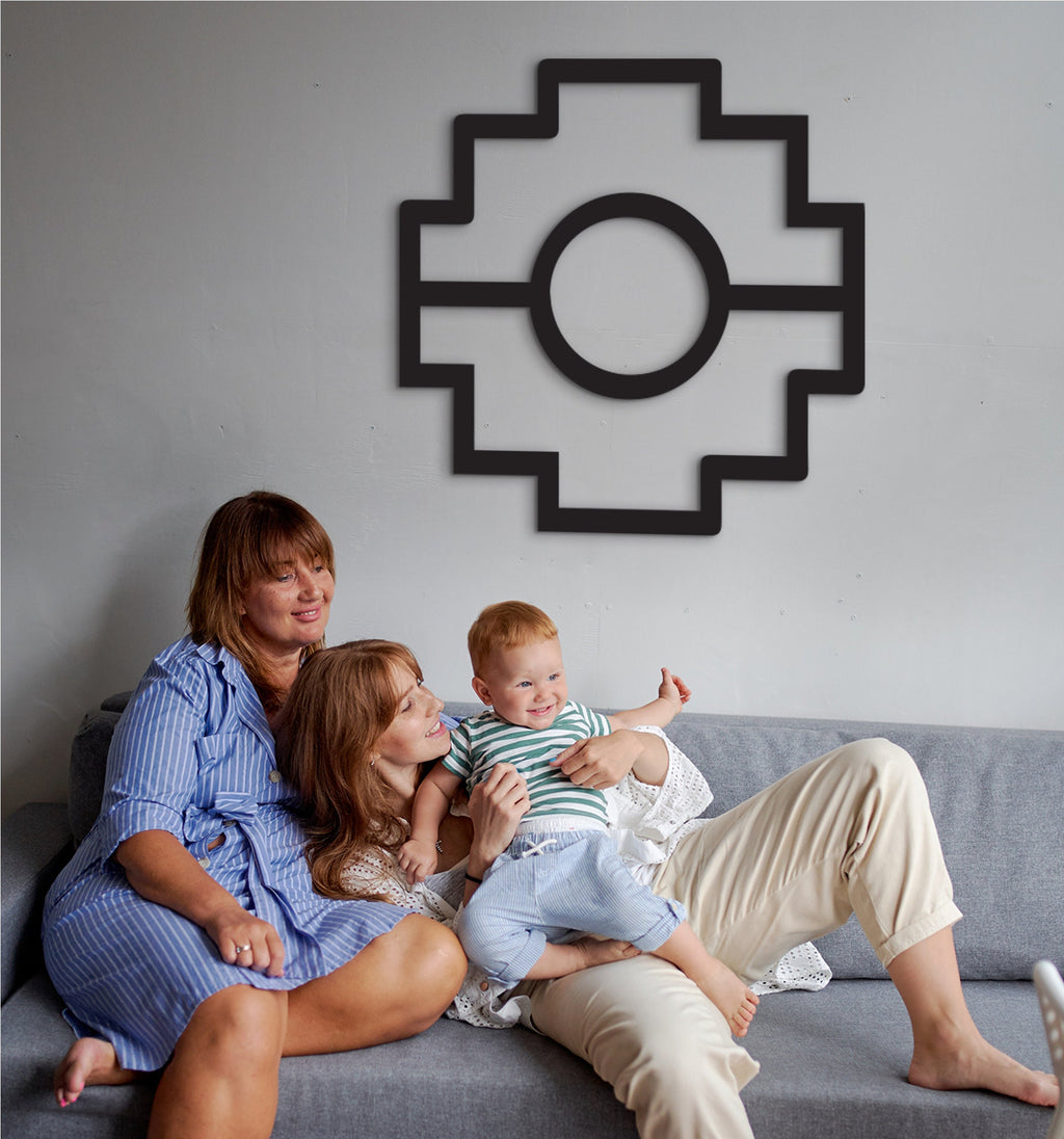 Chakana Wood Wall Art: Geometric Yoga Decor
