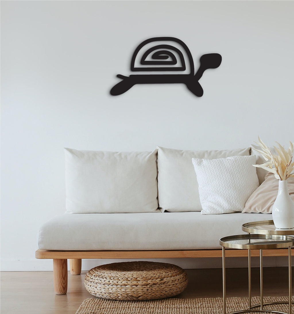 Geometric Turtle Wall Art: Wooden Maya Denkyem Adinkra Decor