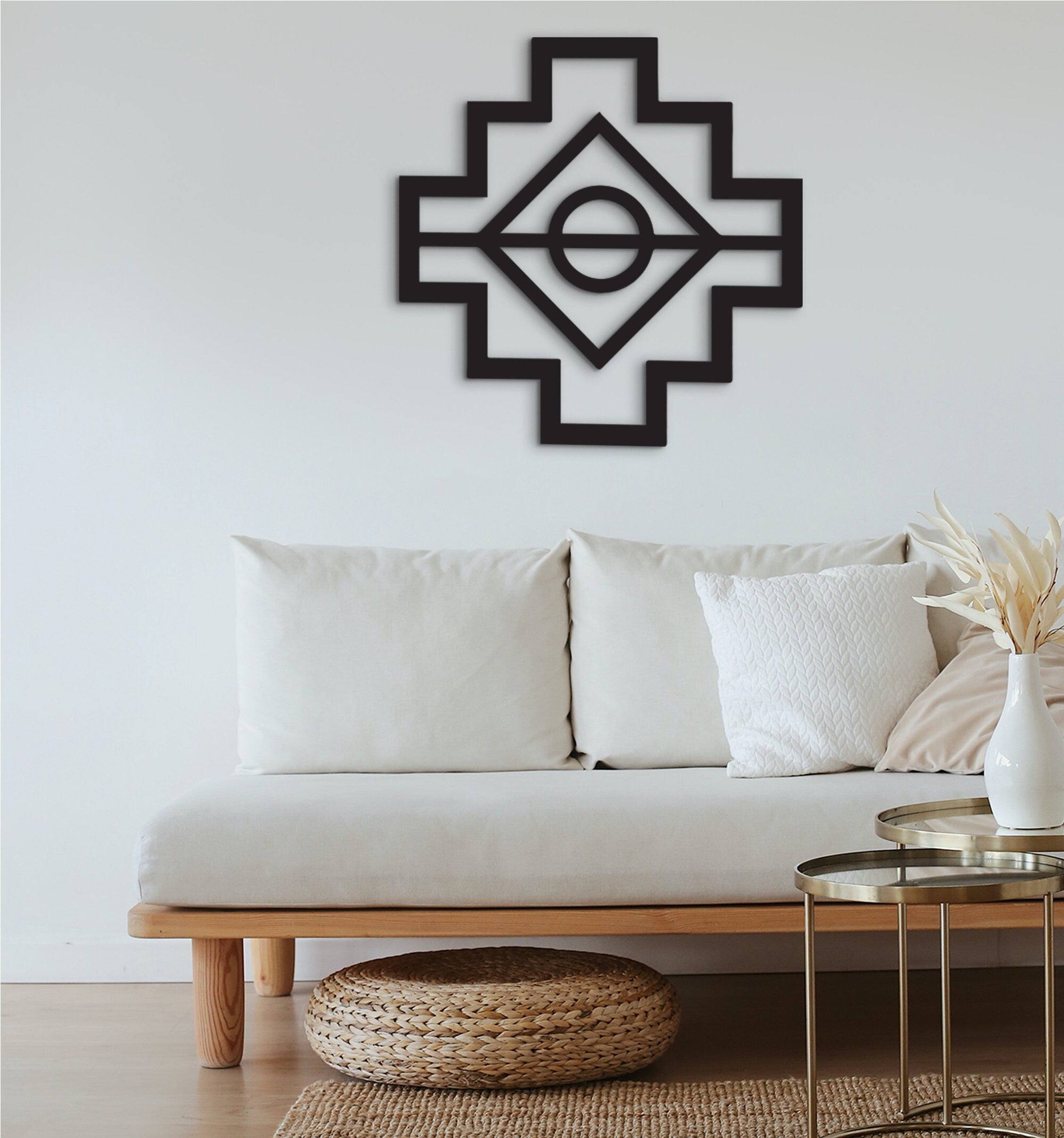 La Chakana Wood Wall Art: Geometric Tribal Decor
