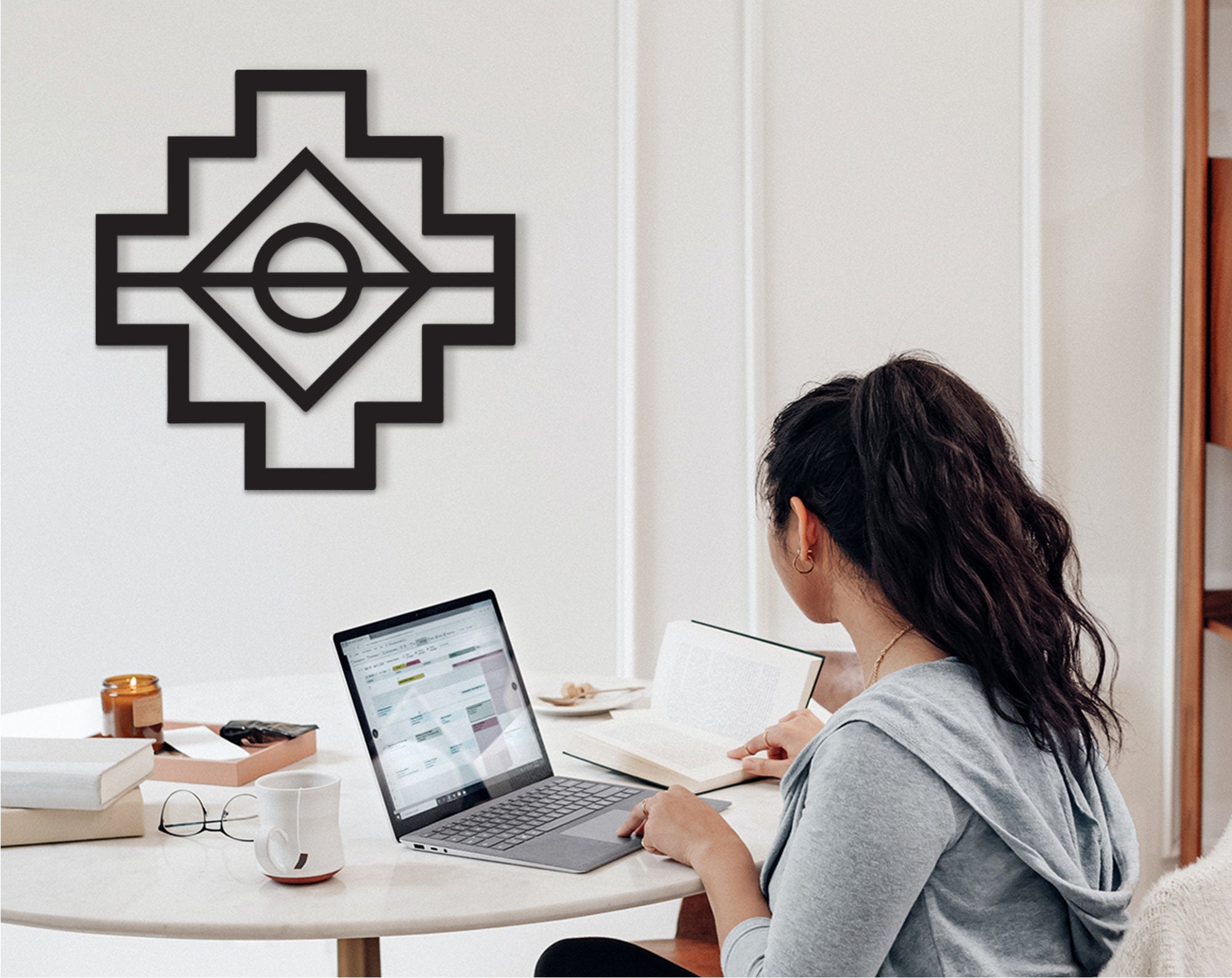 La Chakana Wood Wall Art: Geometric Tribal Decor