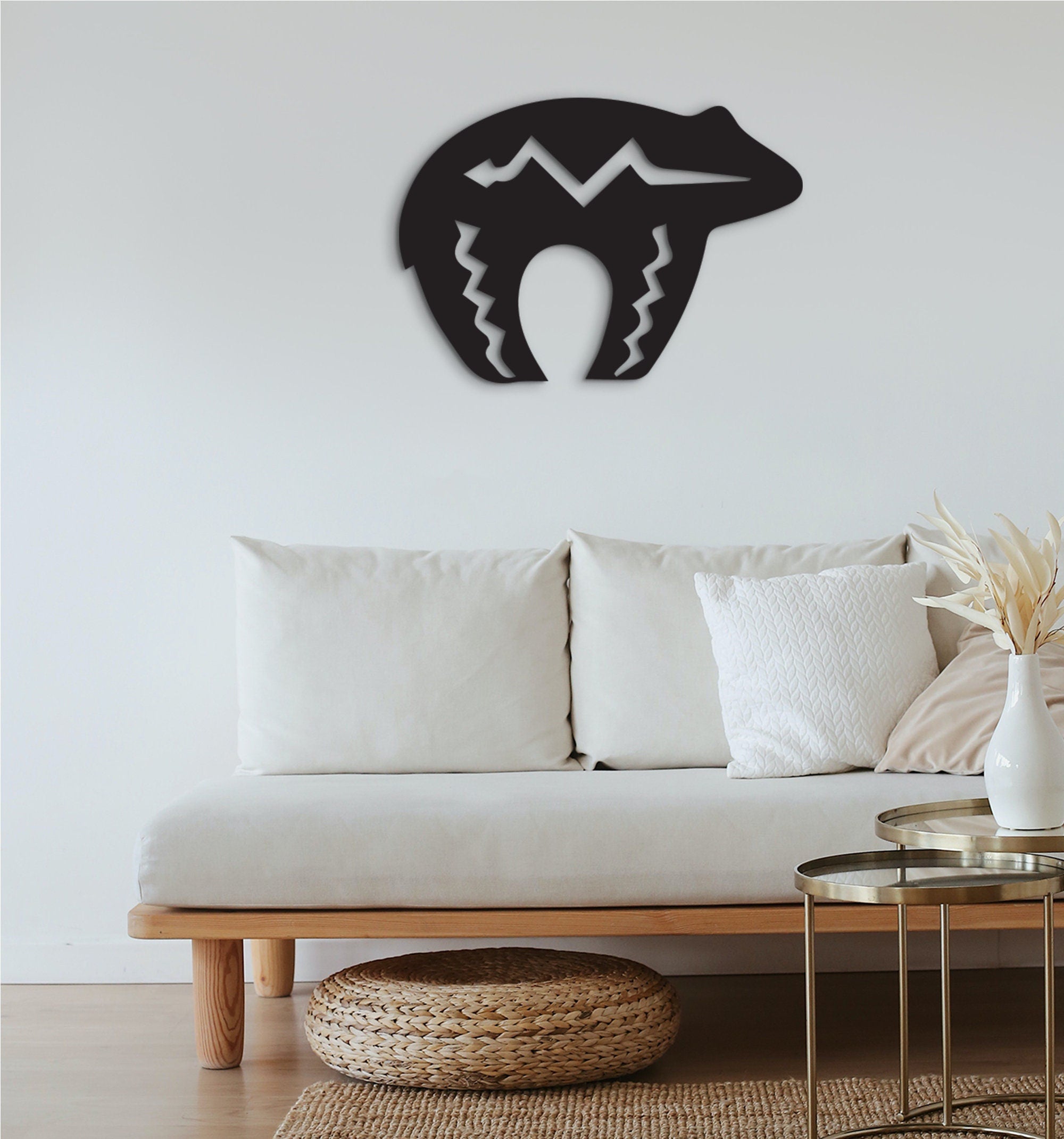 Tribal Bear Wall Art: Geometric MDF Decor
