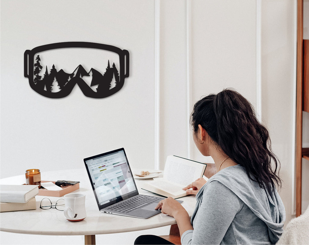 Wood Ski Goggles Wall Art, Mountain Decor