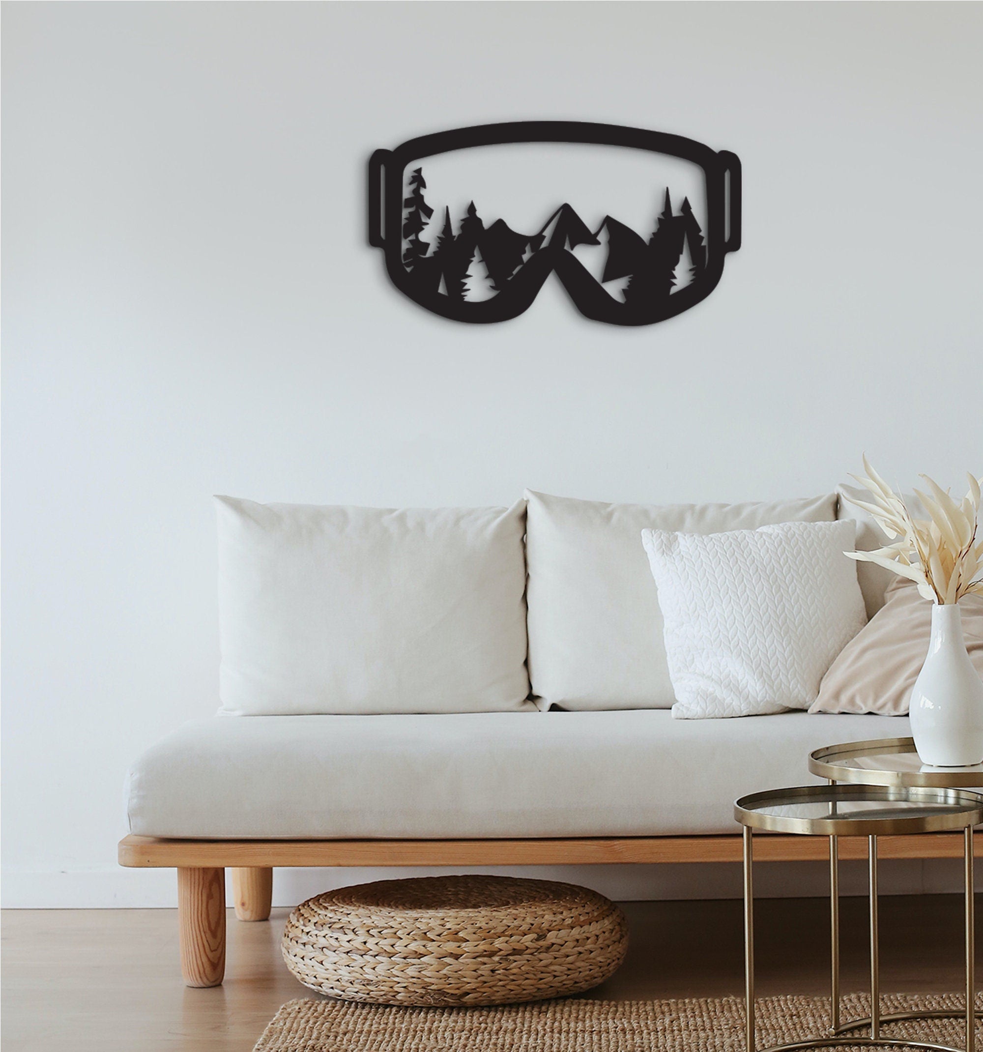 Wood Ski Goggles Wall Art, Mountain Decor