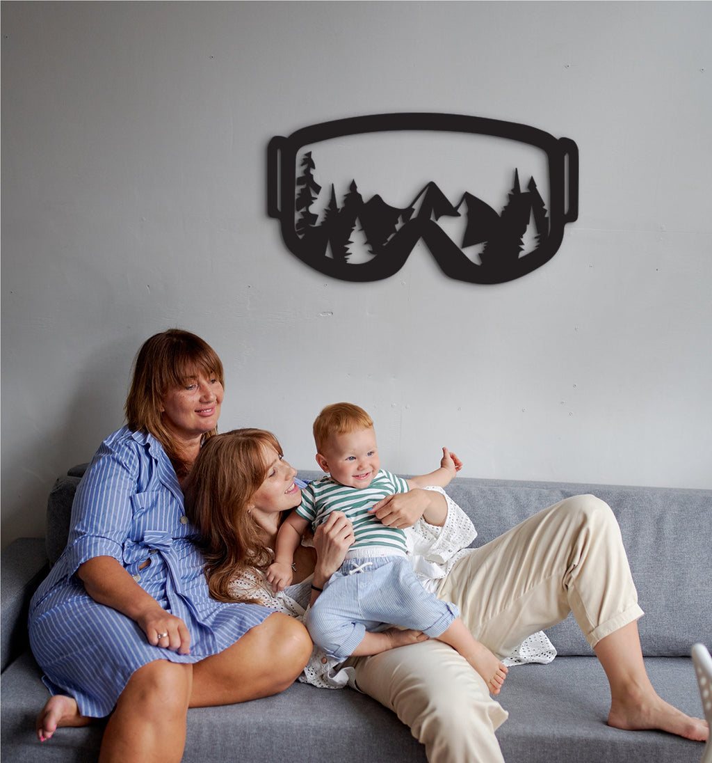 Wood Ski Goggles Wall Art, Mountain Decor