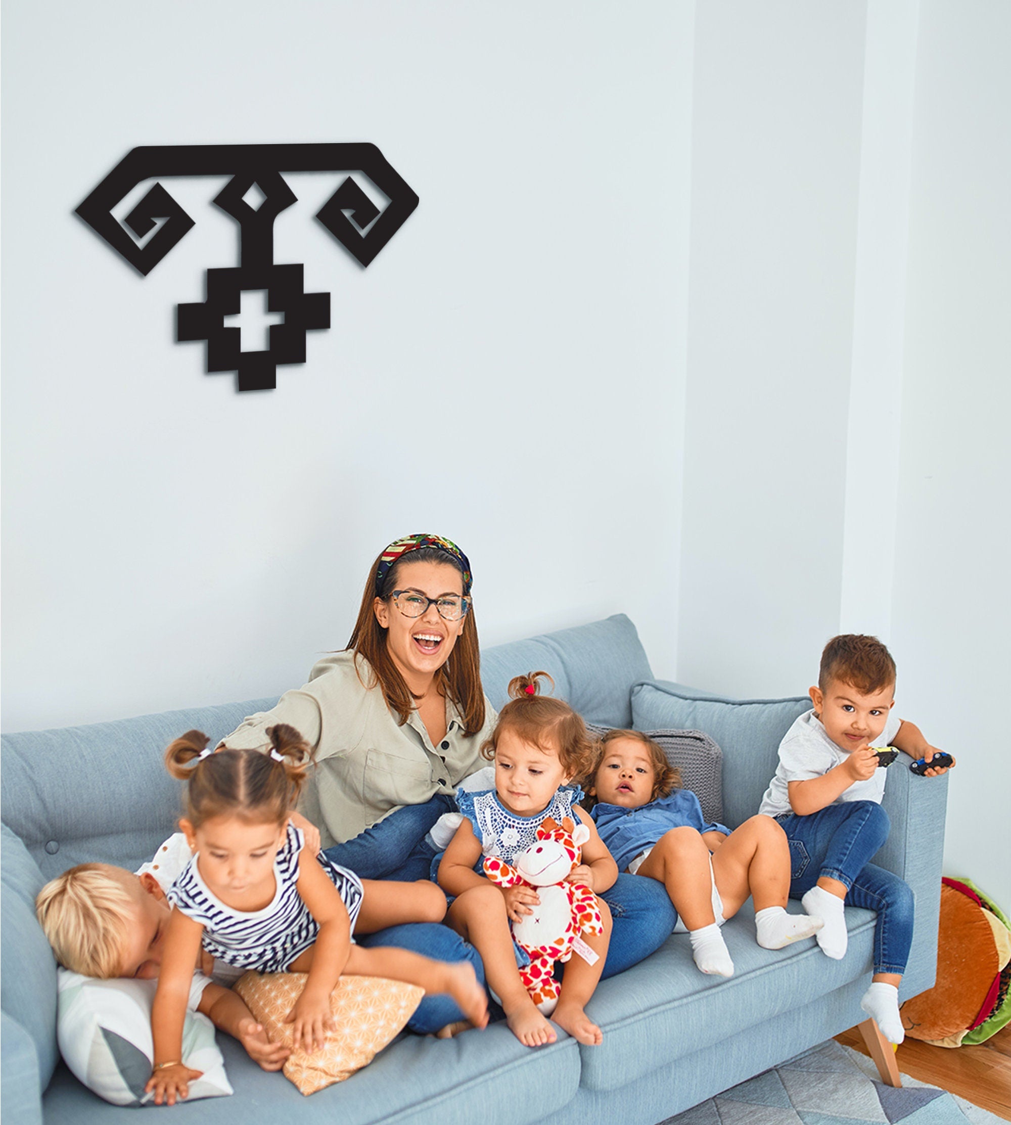 Turkish Ram Horn Motif: Geometric Wood Wall Decor