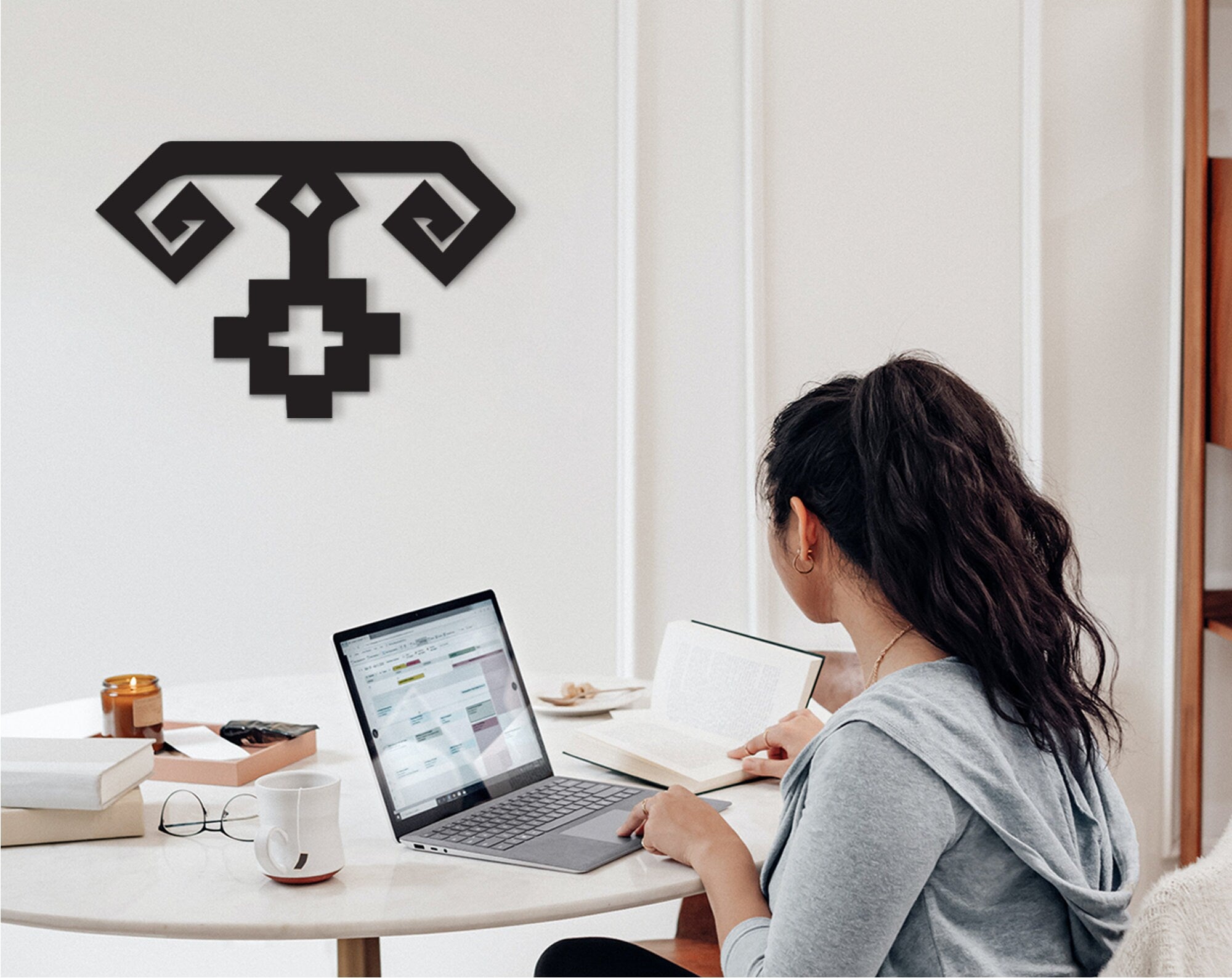Turkish Ram Horn Motif: Geometric Wood Wall Decor