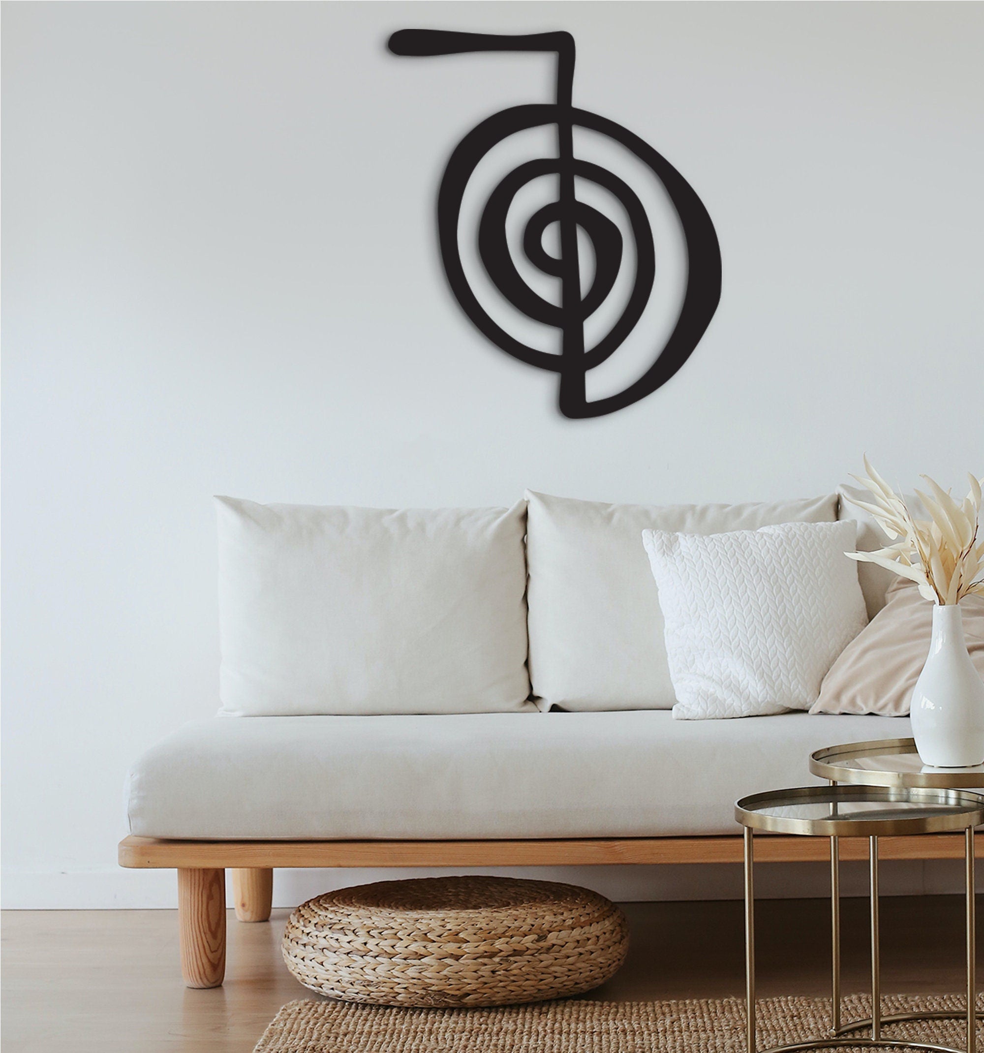 Reiki Cho Ku Rei Wood Wall Art: Geometric Sculpture