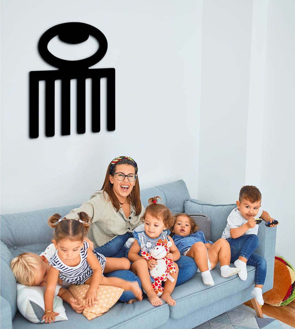 Duafe Adinkra Symbol: Afro Pick Comb Wooden Wall Decor