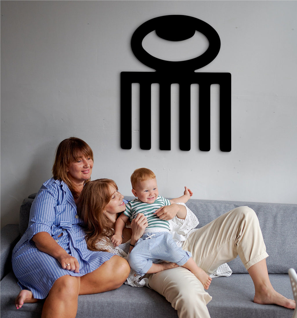 Duafe Adinkra Symbol: Afro Pick Comb Wooden Wall Decor