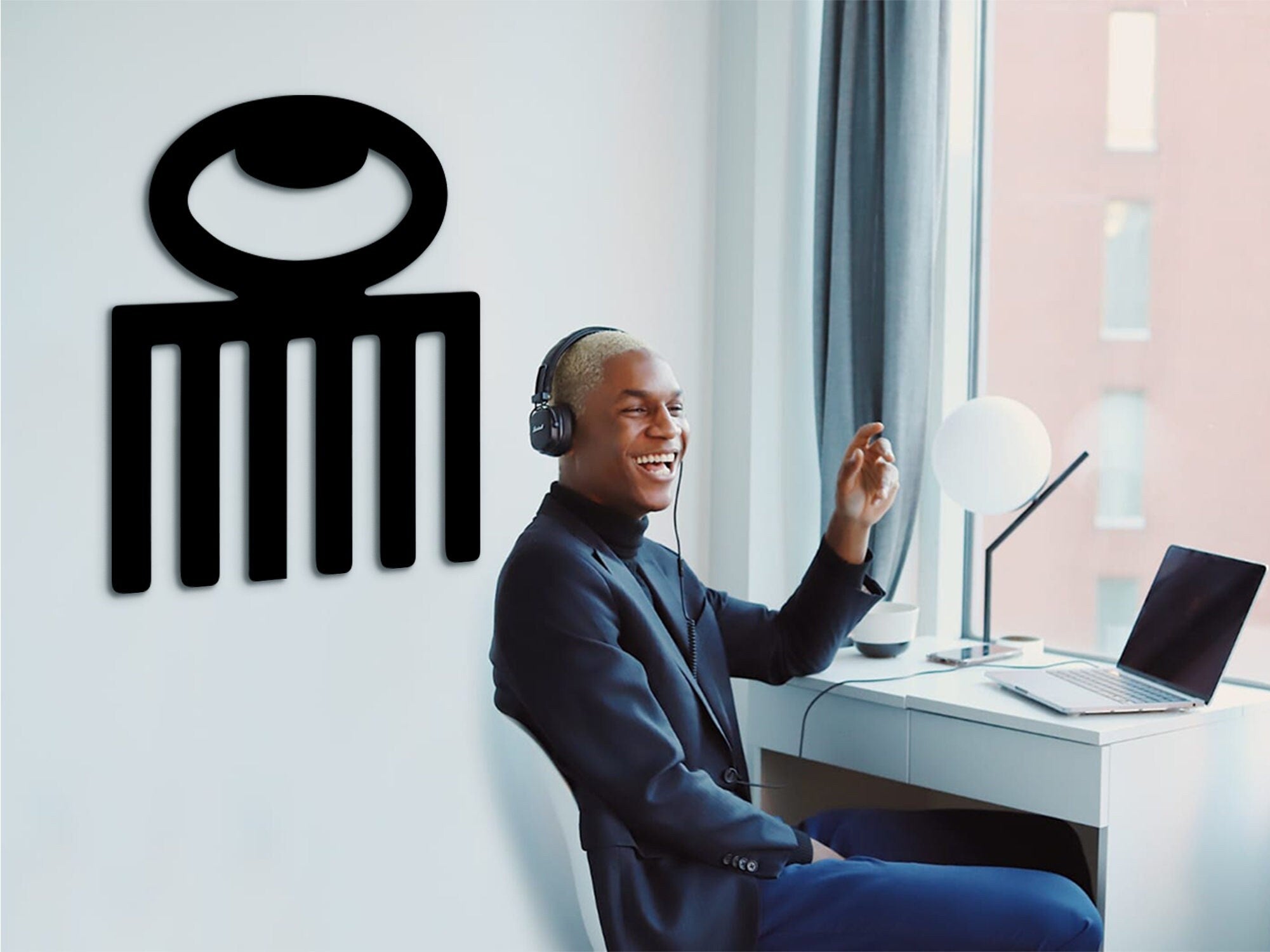 Duafe Adinkra Symbol: Afro Pick Comb Wooden Wall Decor