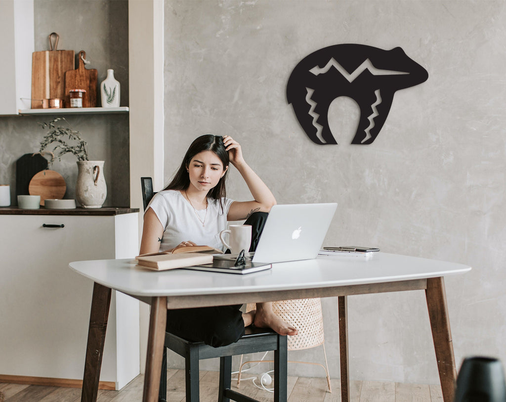Tribal Bear Wall Art: Geometric MDF Decor