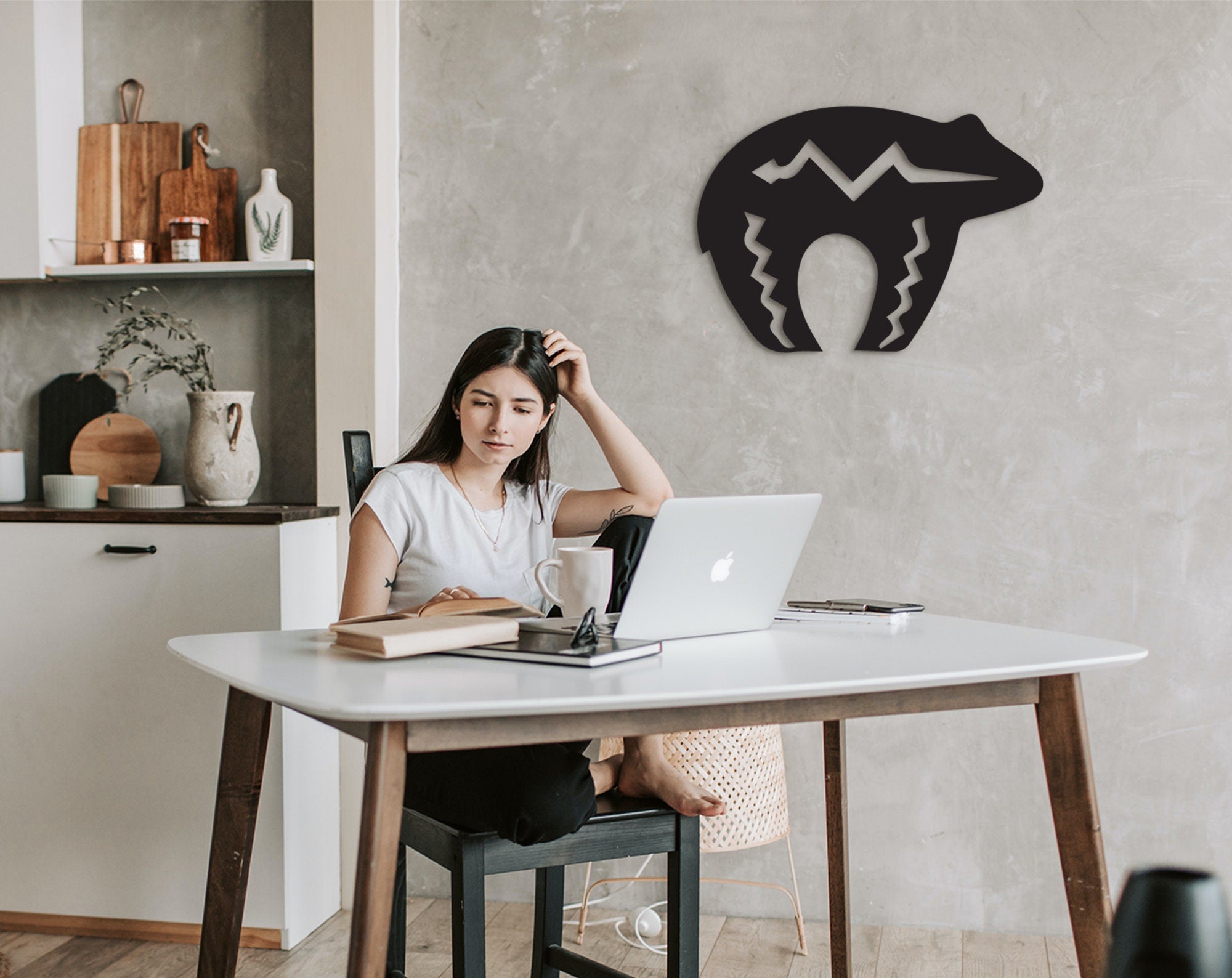 Tribal Bear Wall Art: Geometric MDF Decor
