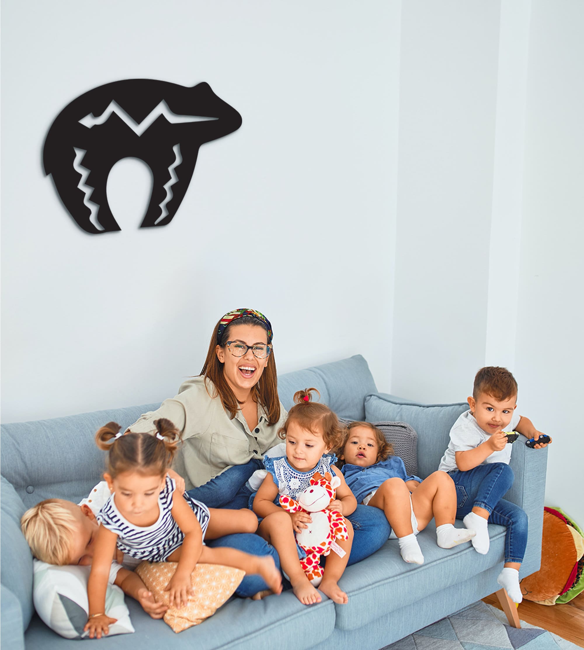 Tribal Bear Wall Art: Geometric MDF Decor