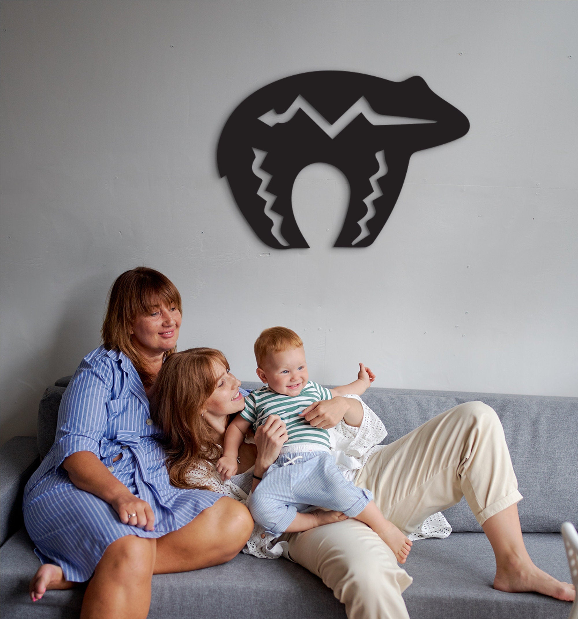 Tribal Bear Wall Art: Geometric MDF Decor