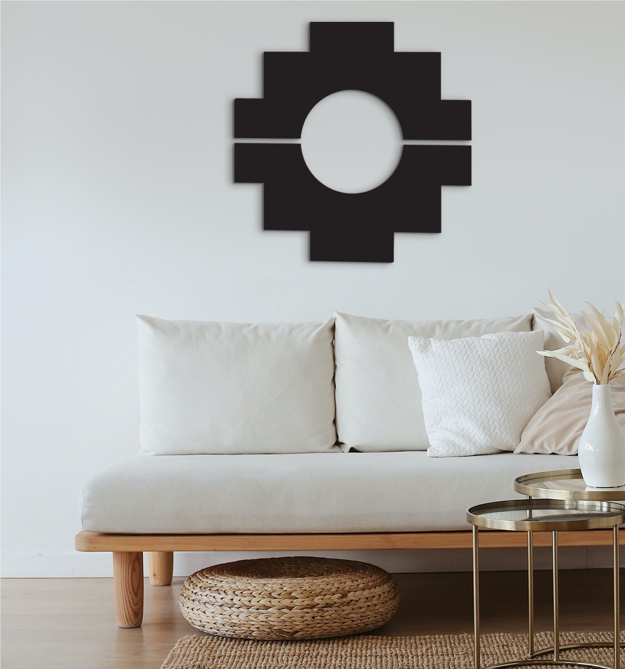 Chakana Wood Wall Art: Geometric Decor for Office or Yoga Room