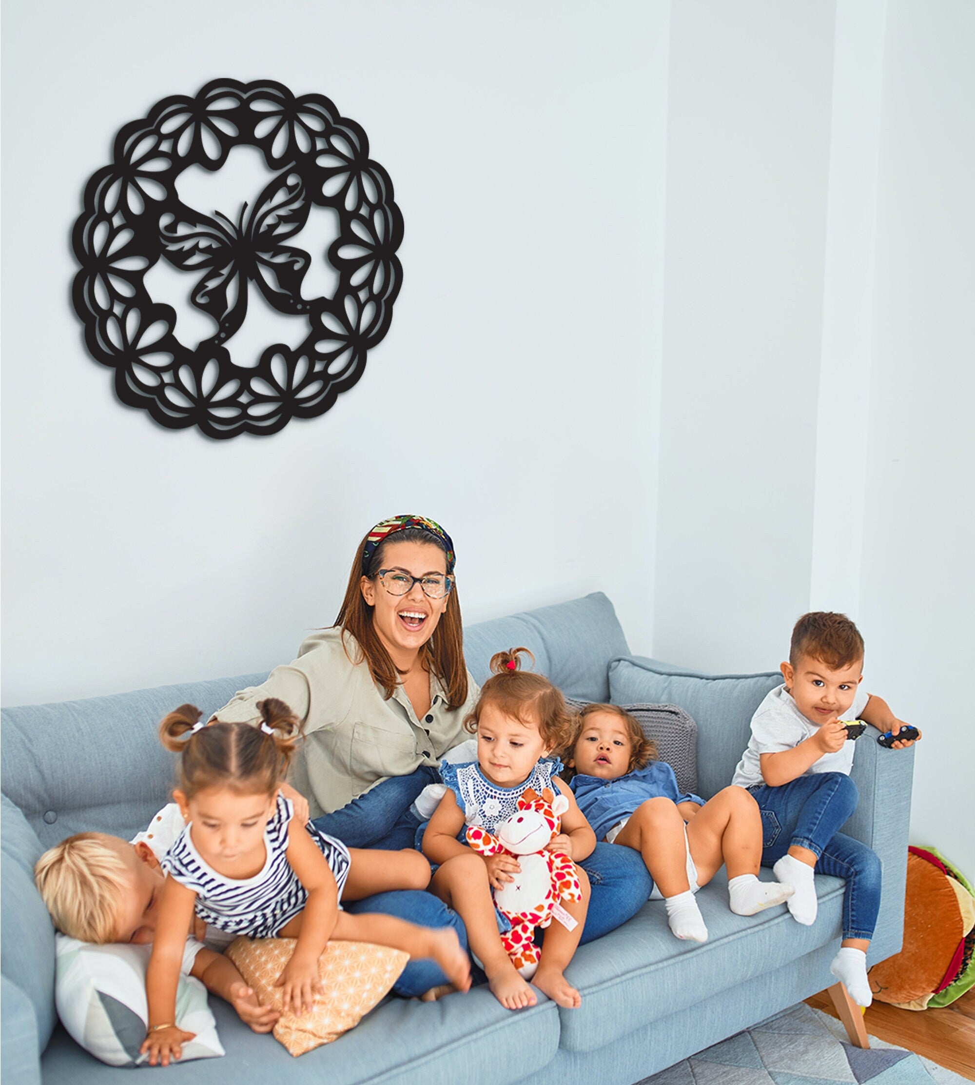 Butterfly Wreath Wood Wall Decor: Laser Cut Nursery Art