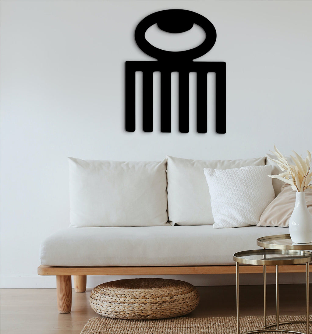 Duafe Adinkra Symbol: Afro Pick Comb Wooden Wall Decor