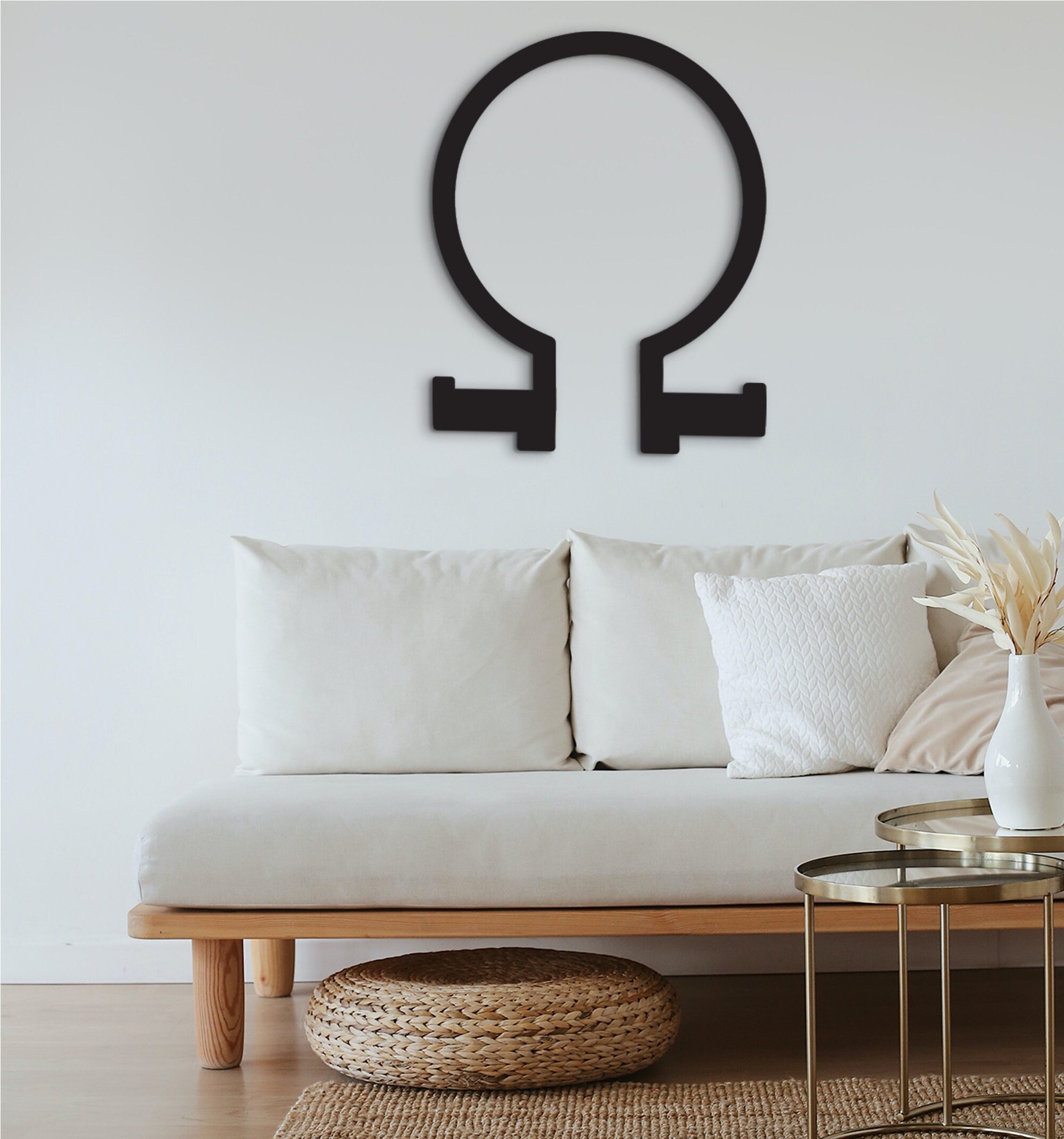 Wooden Omega Wall Decor: Greek Letter Hanging Sign