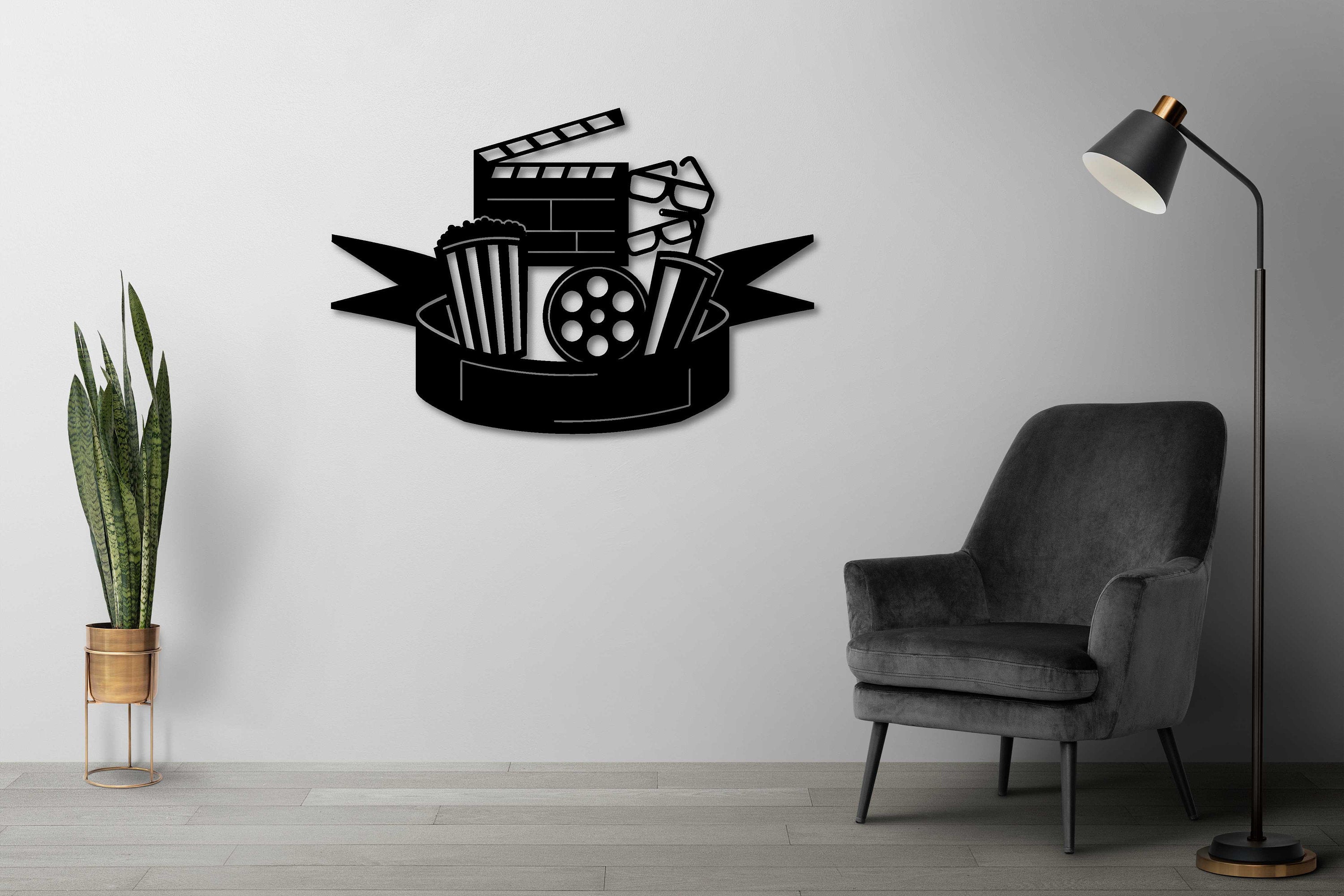 Theater Room Decor: Geometric Wood Wall Art, Movie Lover Gift