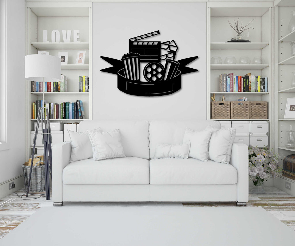 Theater Room Decor: Geometric Wood Wall Art, Movie Lover Gift