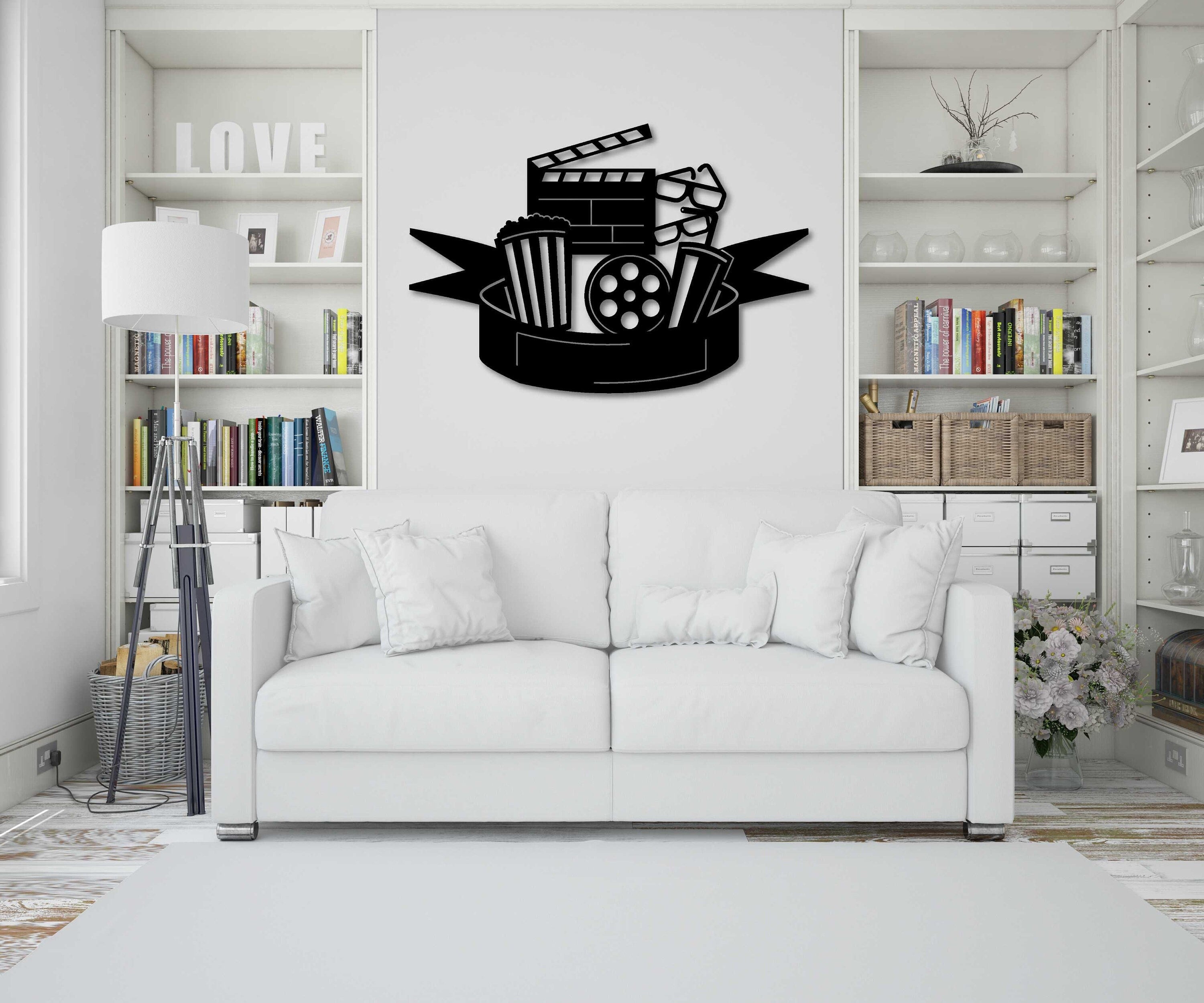 Theater Room Decor: Geometric Wood Wall Art, Movie Lover Gift