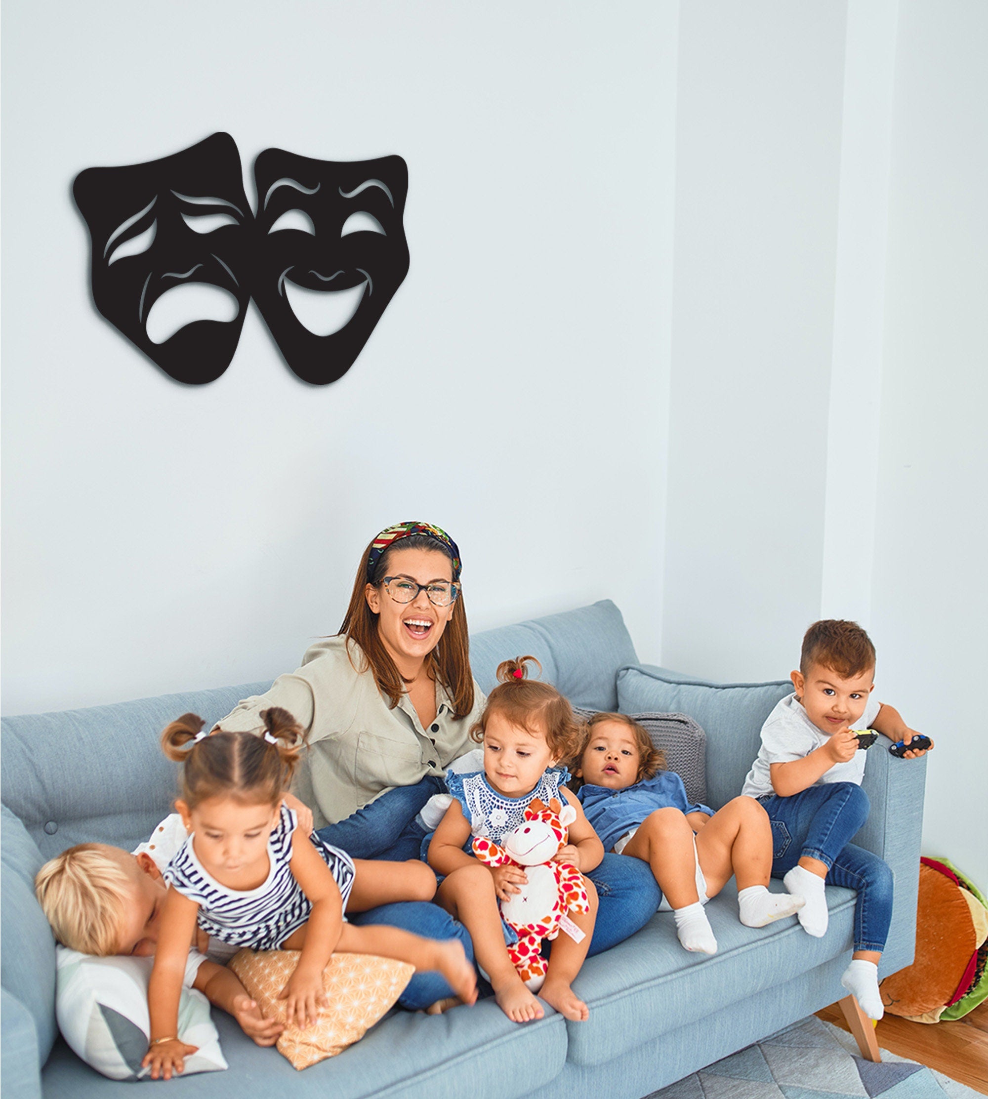 Comedy Tragedy Masks: Wooden Theater Wall Art