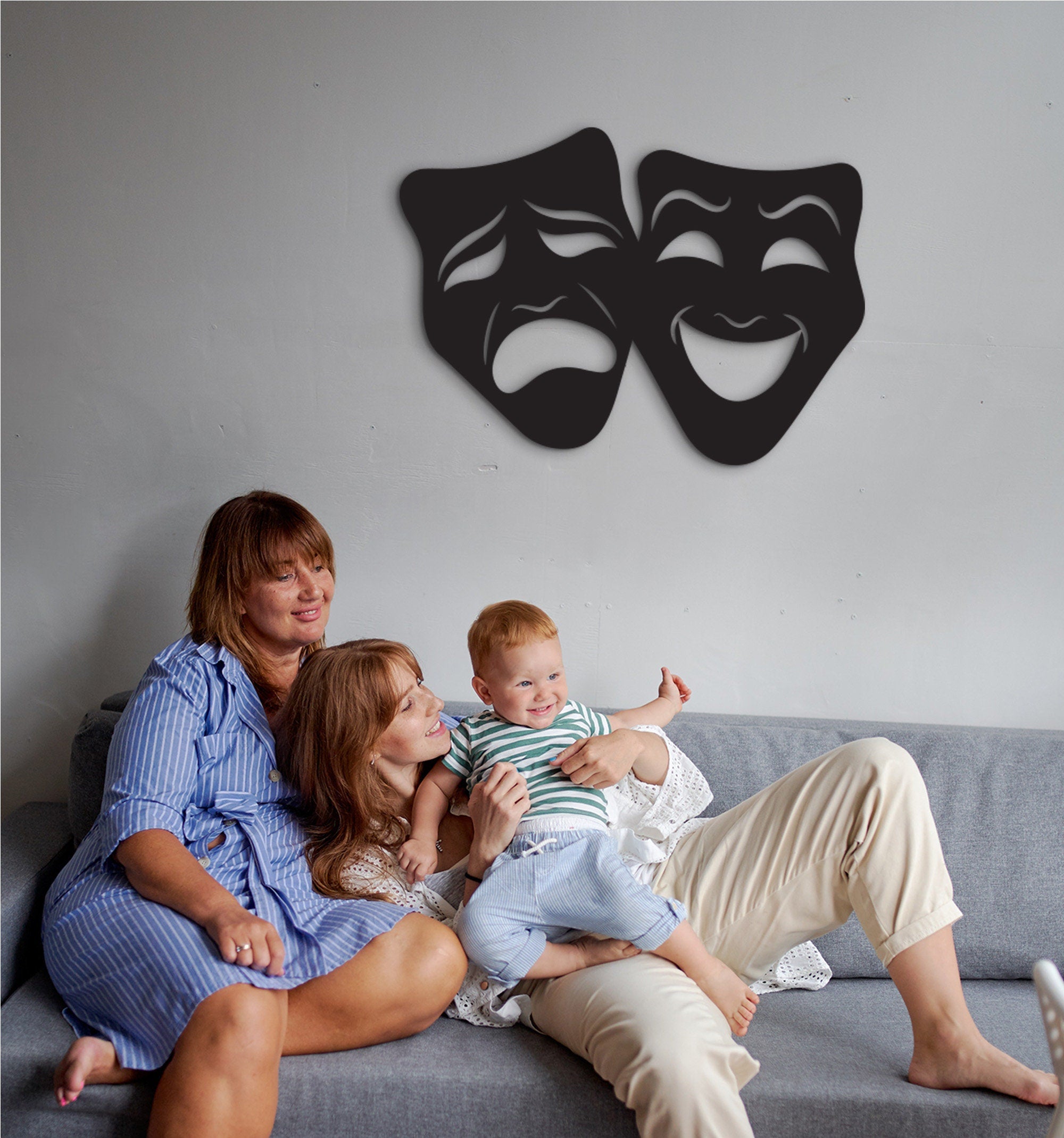 Comedy Tragedy Masks: Wooden Theater Wall Art