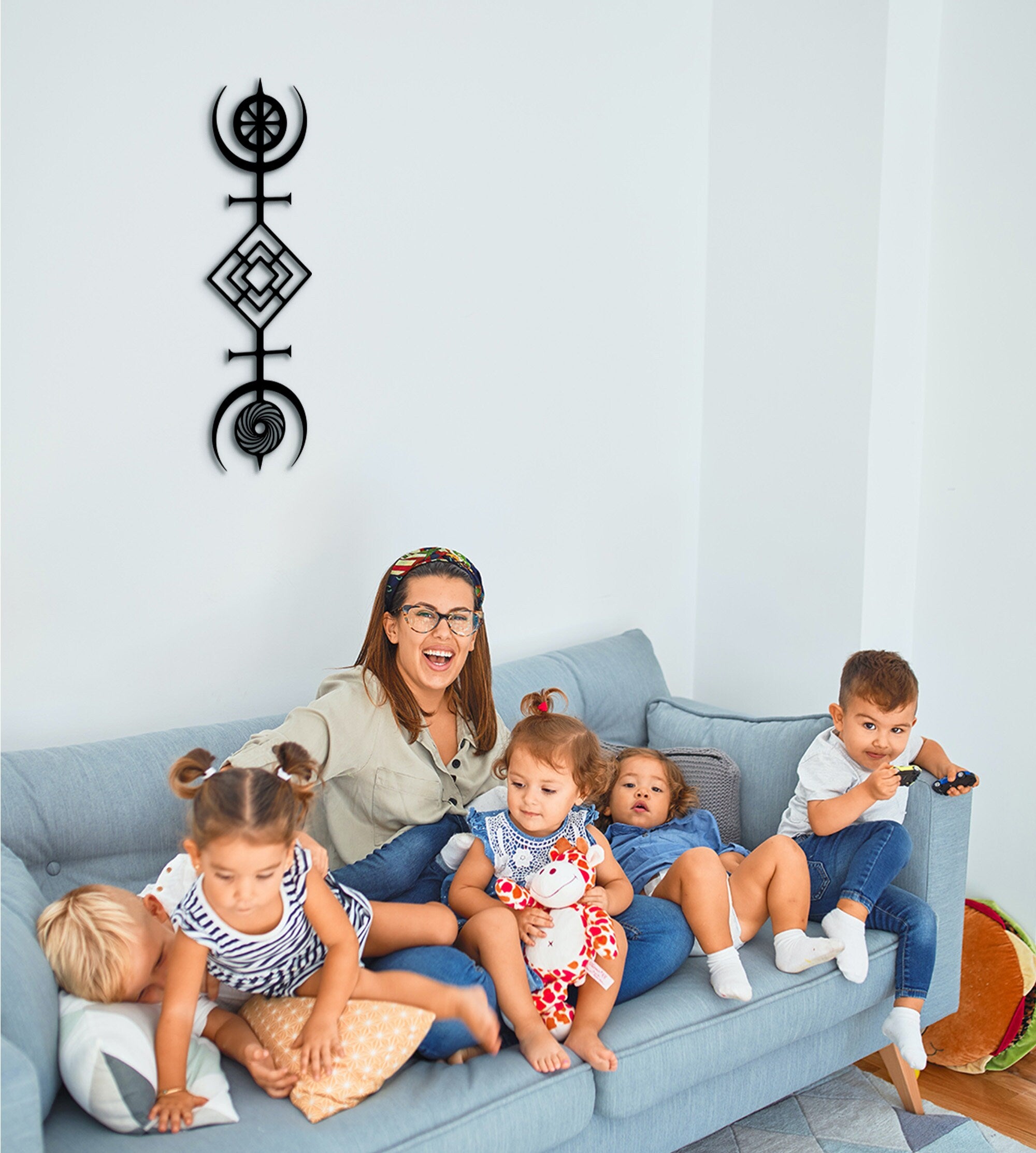 Cosmos Sigil Wood Wall Decor: Nordic Runes Mural