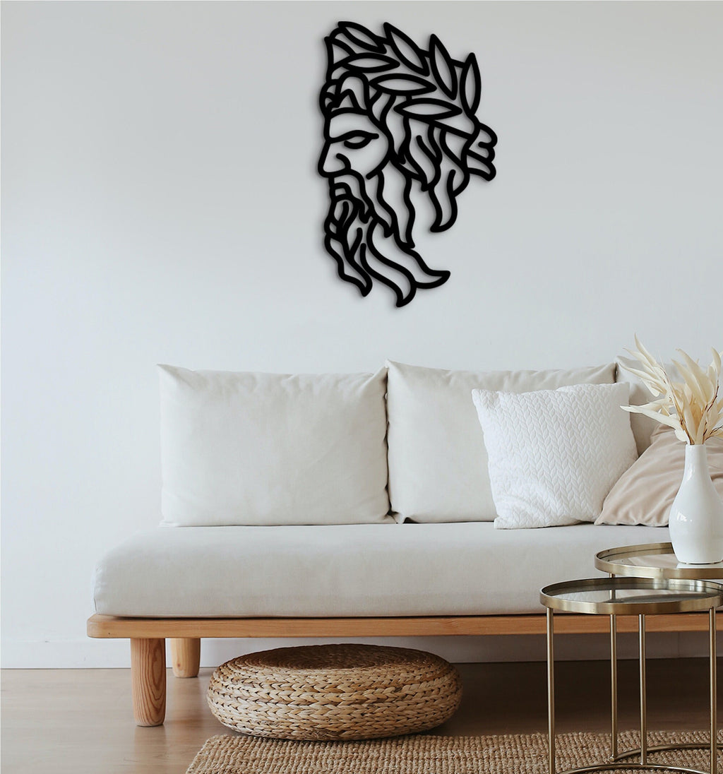 Zeus Wood Wall Art: Greek Mythology Decor