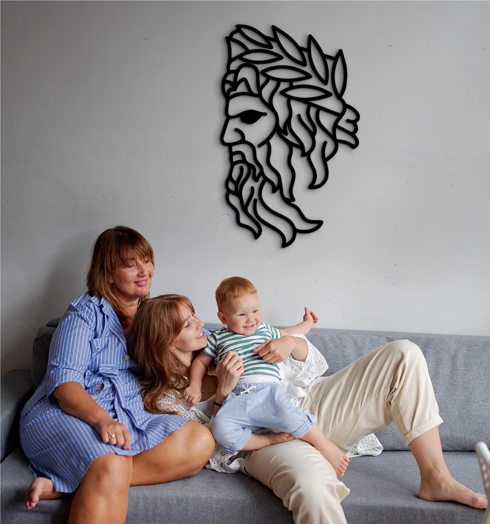 Zeus Wall Art: Minimalist Greek God Sculpture, Wood Decor